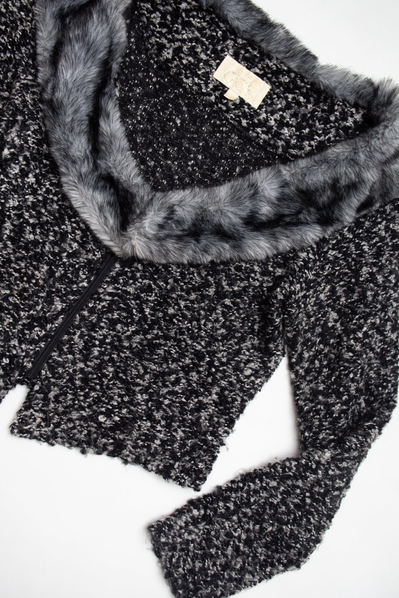 #129 USA Cache zip cardigan w fur trim | c. 153 | Size 10