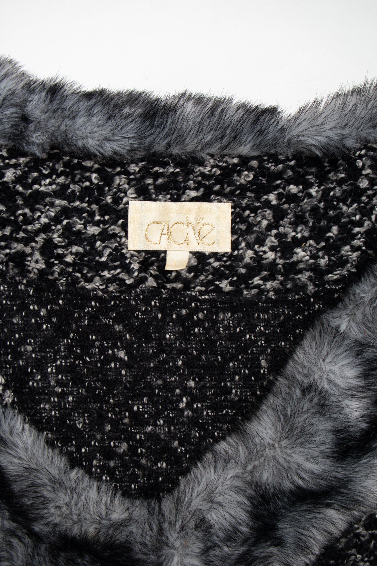 #129 USA Cache zip cardigan w fur trim | c. 153 | Size 10
