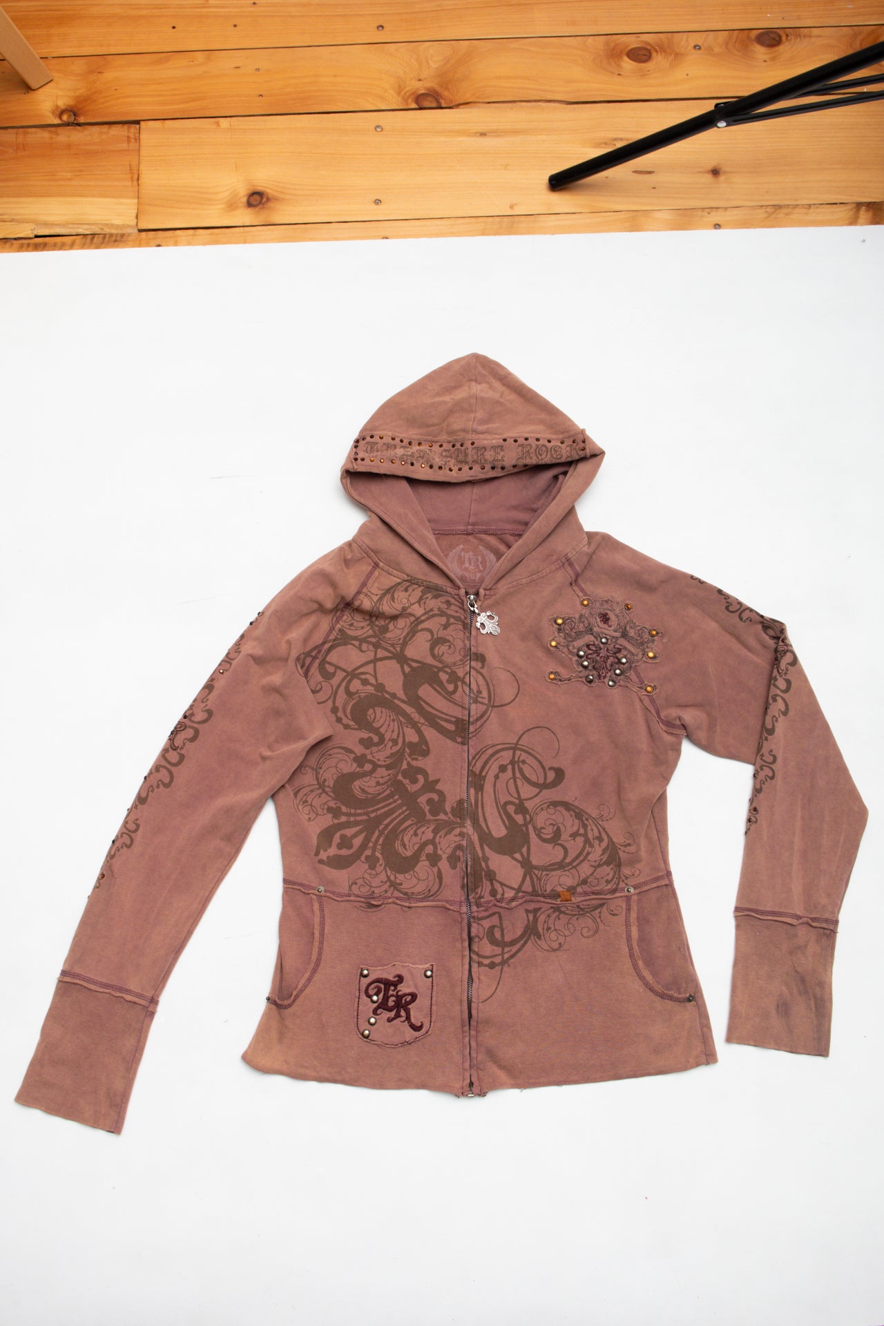 #132 Treasure Rock studded embroidered hoodie | c. 153 | Size 10