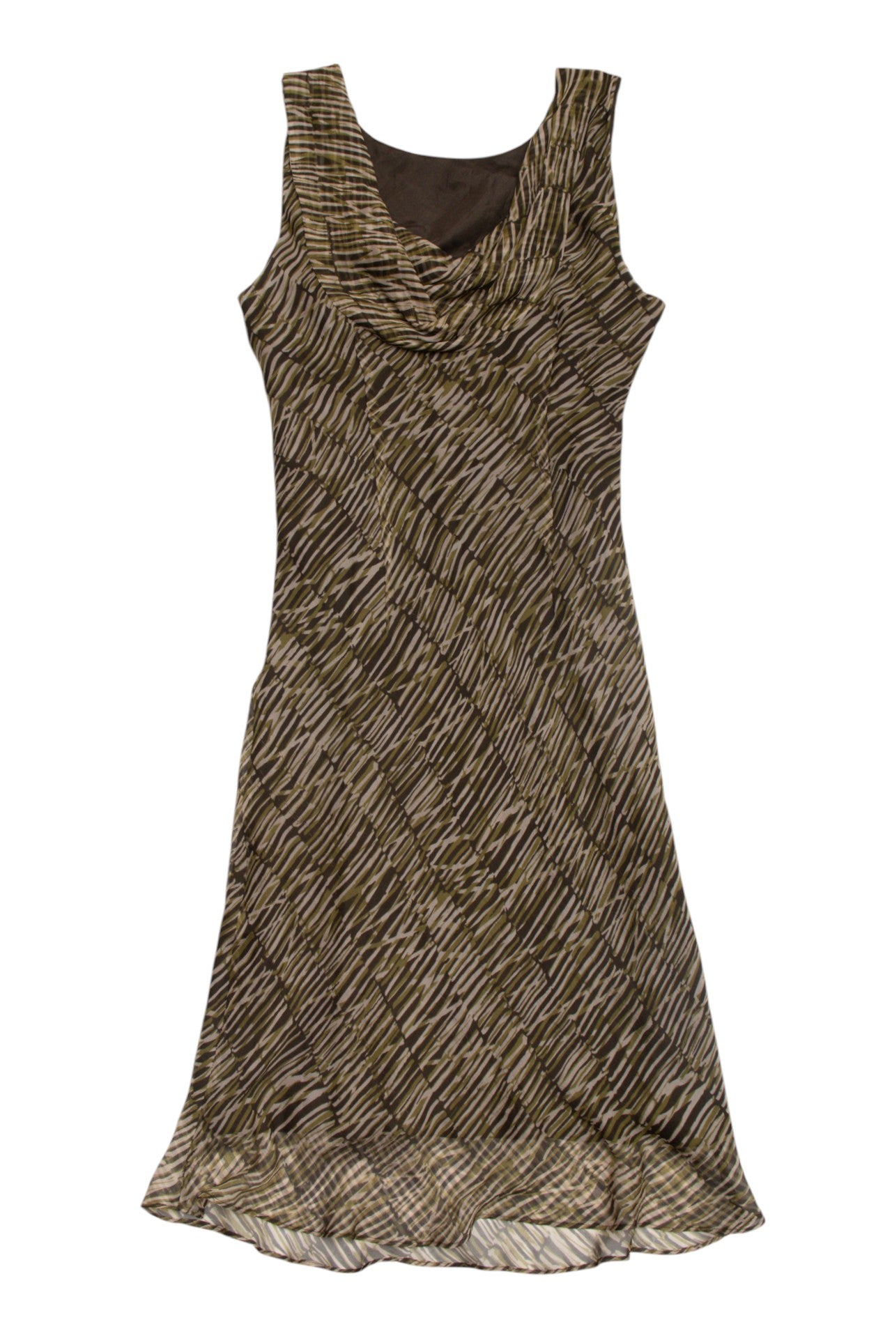 #141 90's Silk green pattern midi | c. 153 | Size 12