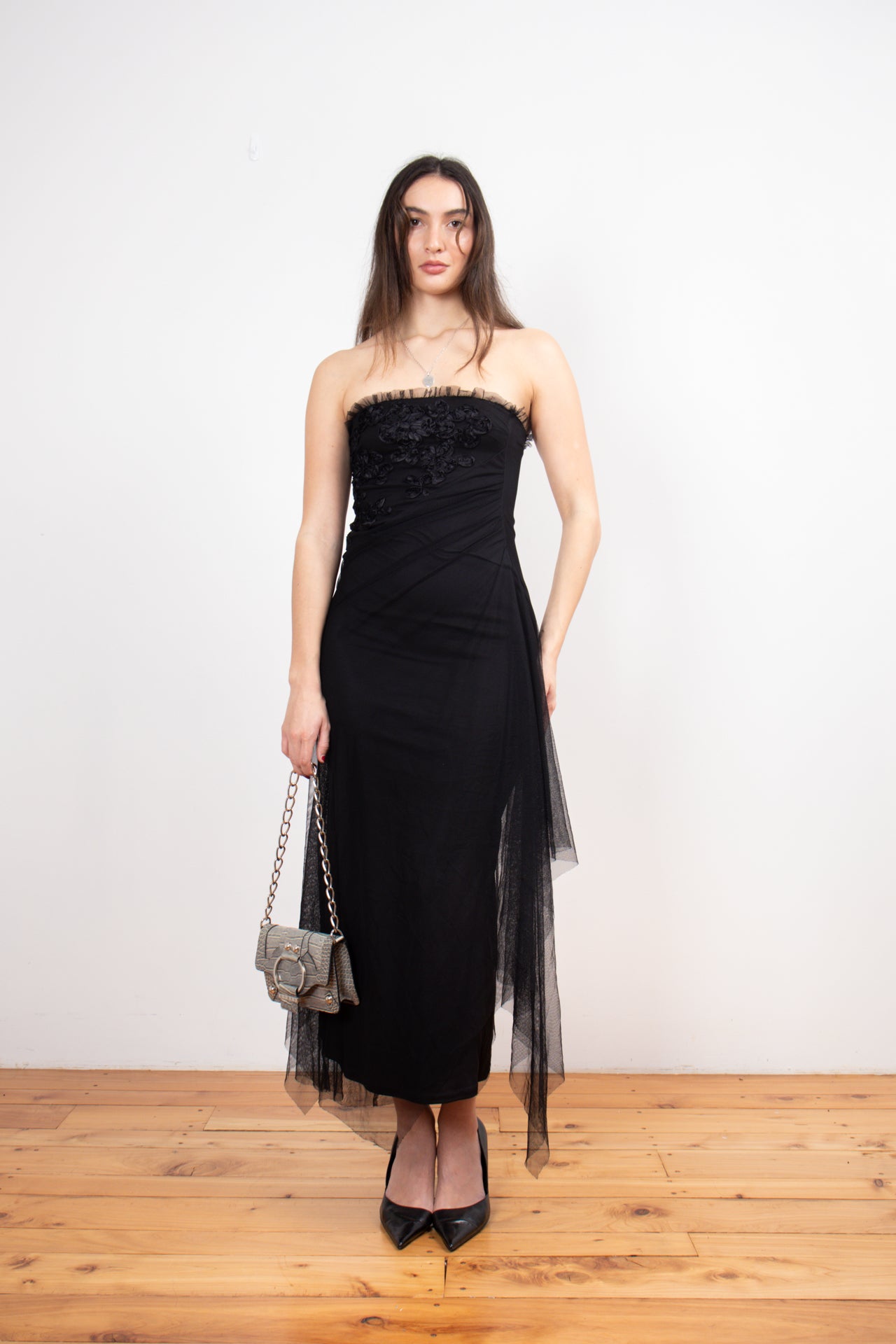 #20 Made in Canada strapless rosetted maxi dress | c. 160 | size 8