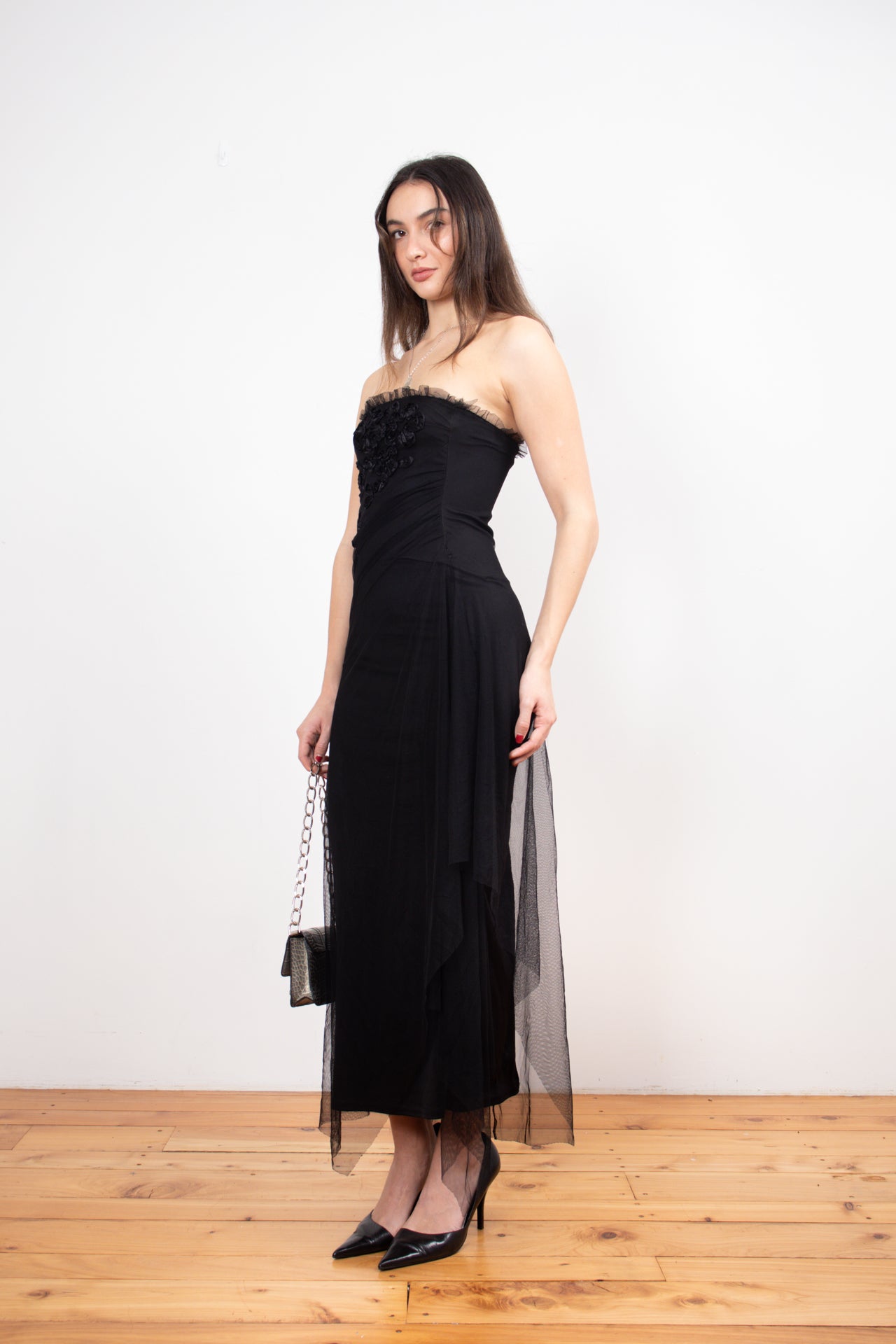 #20 Made in Canada strapless rosetted maxi dress | c. 160 | size 8