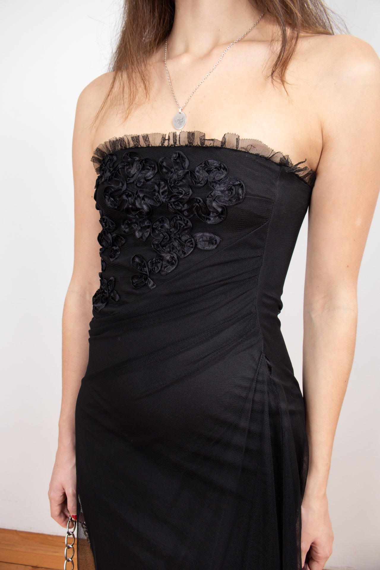 #20 Made in Canada strapless rosetted maxi dress | c. 160 | size 8