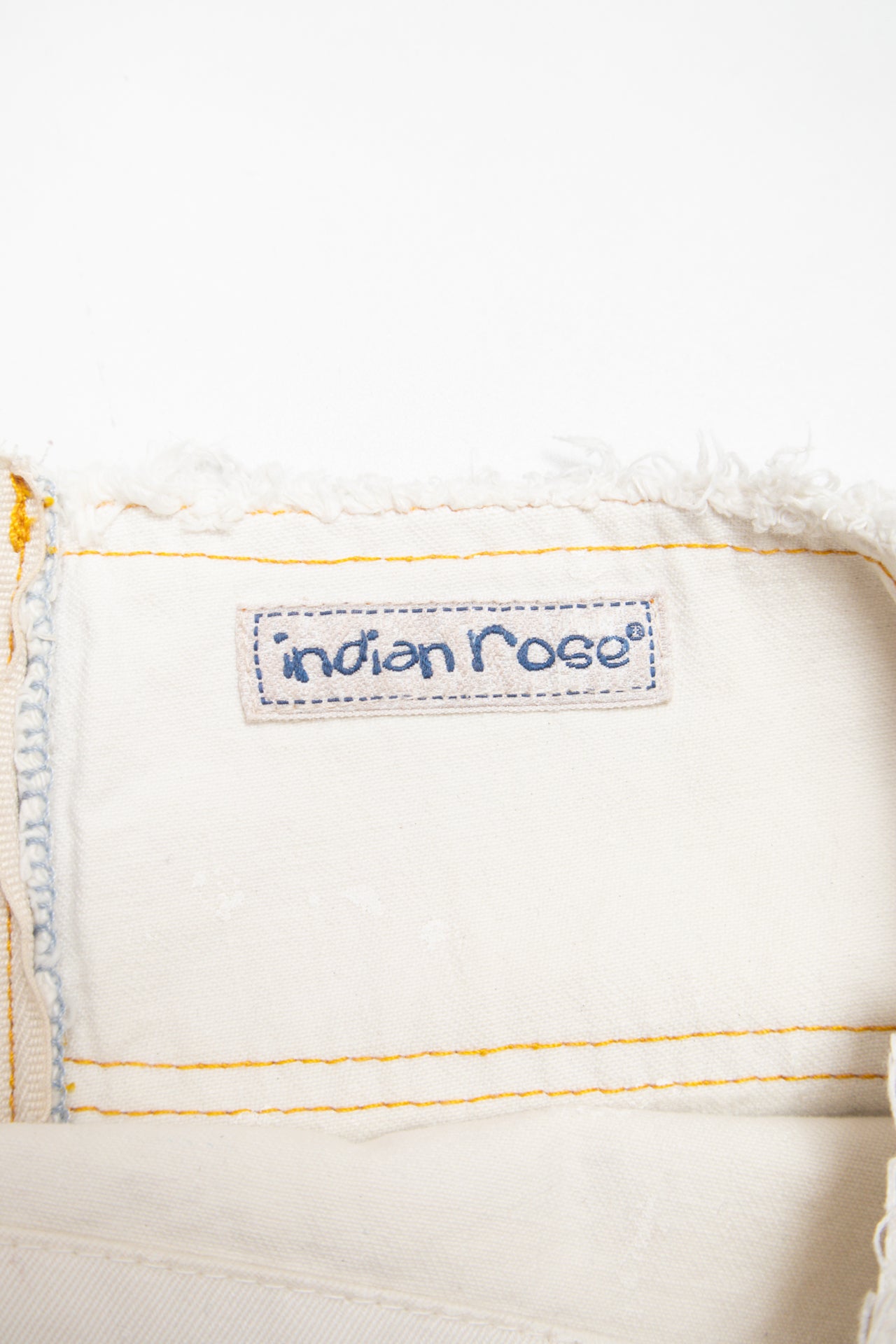 #29 Indian Rose white buckle denim mini skirt | c. 160 | size 8