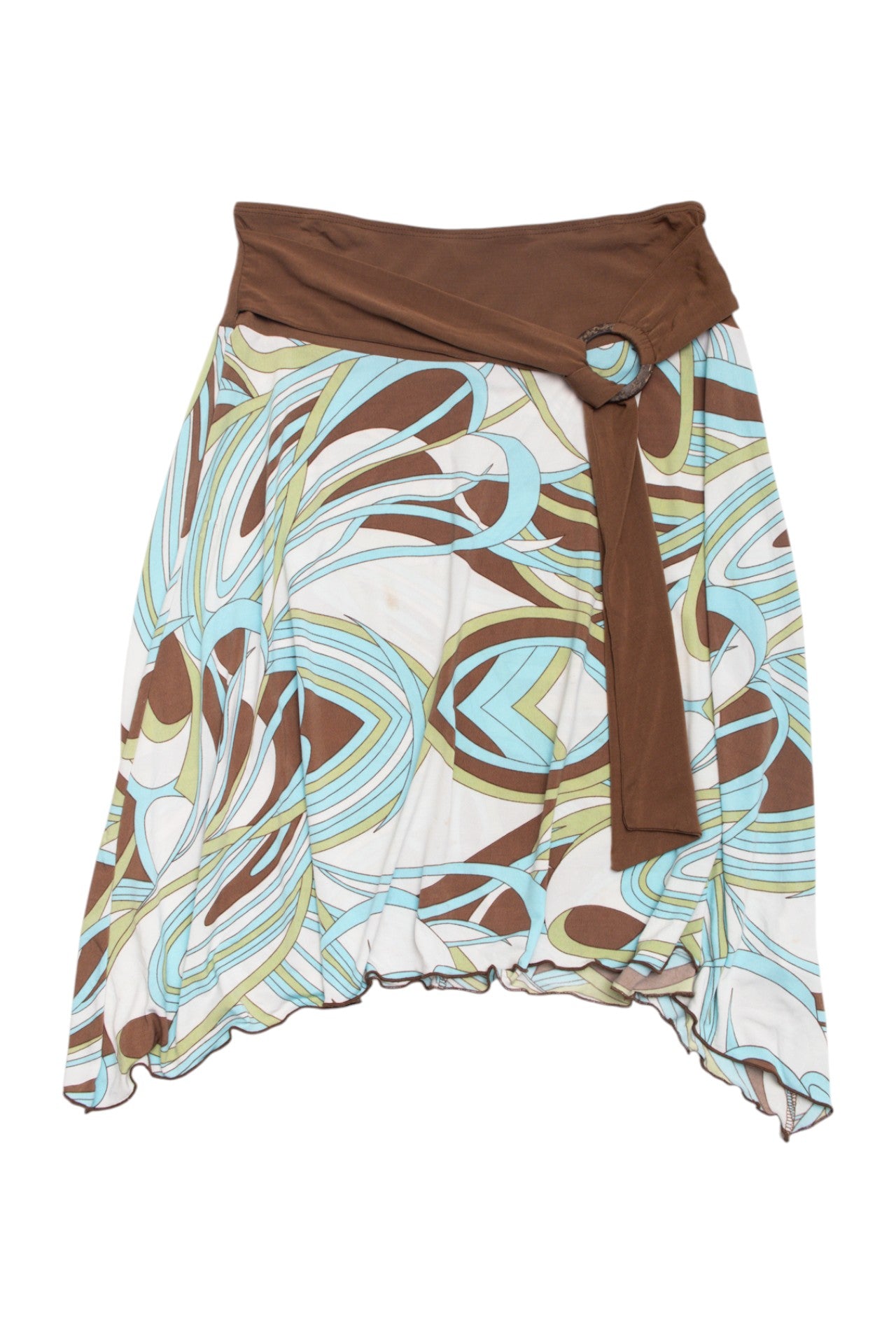 #173 Tempted Hearts asym pattern midi skirt | c. 153 | size 10/12