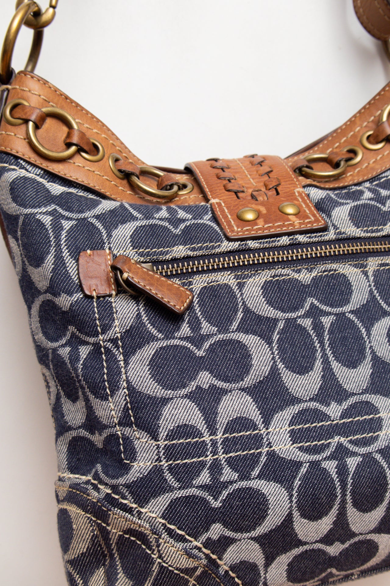 #86 Coach denim buckle bag