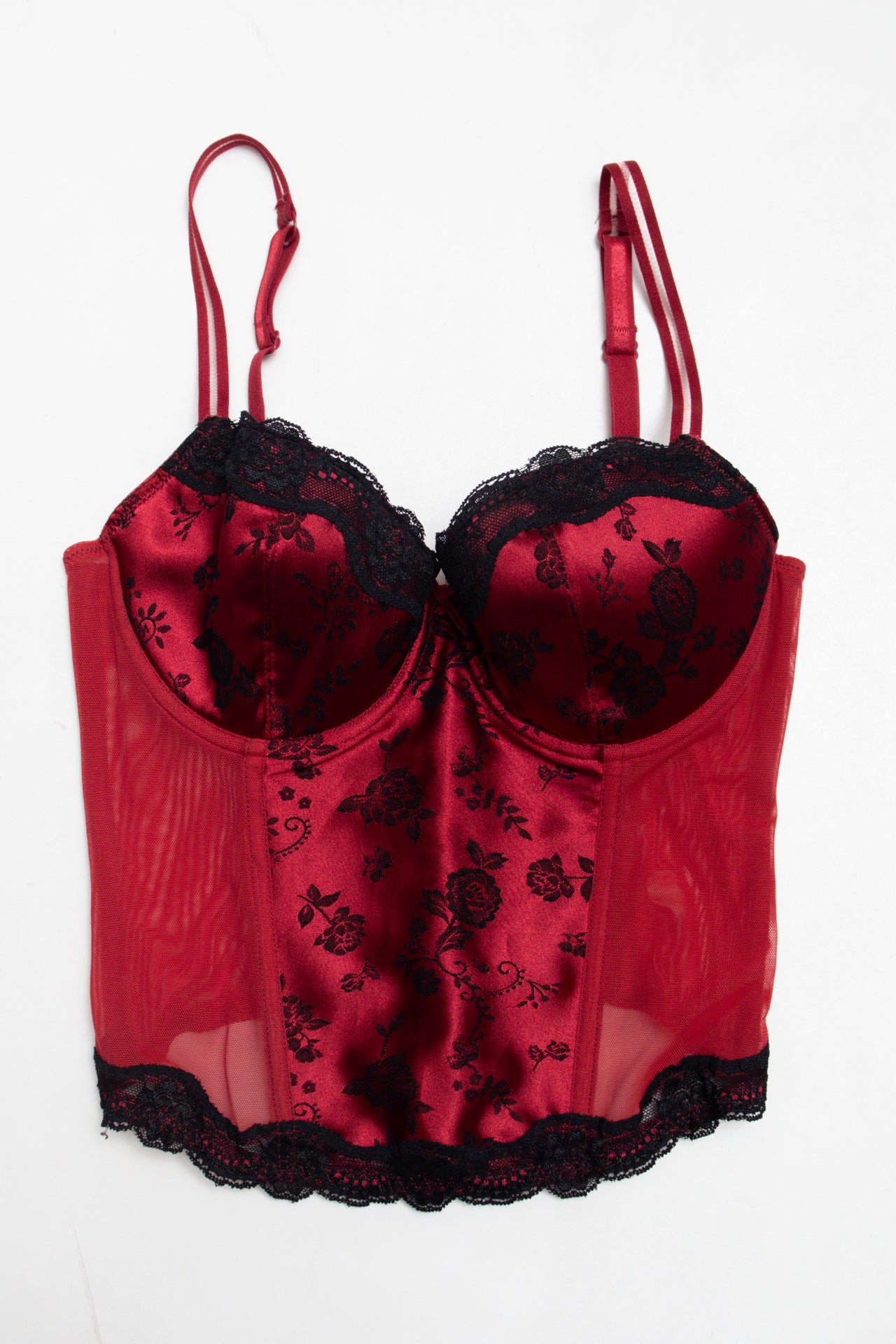 #57 C&A Lingerie rose pattern lace trim bustier | c. 160 | size 10B | size 8