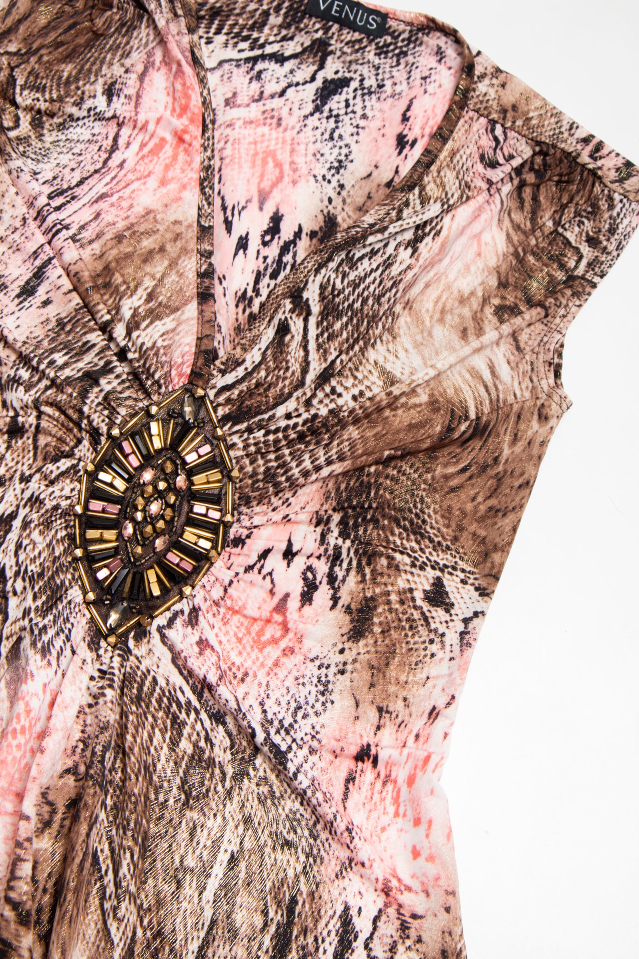#66 U.S.A. Venus animal print embroidered beaded top | c. 160 | size 8