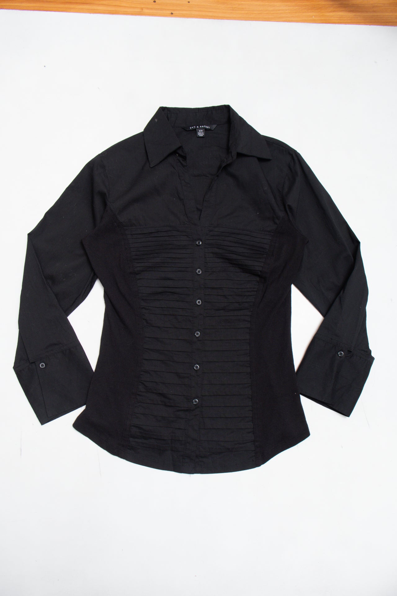 #103 Zac & Rachel black pleated blouse | c. 160 | size 10