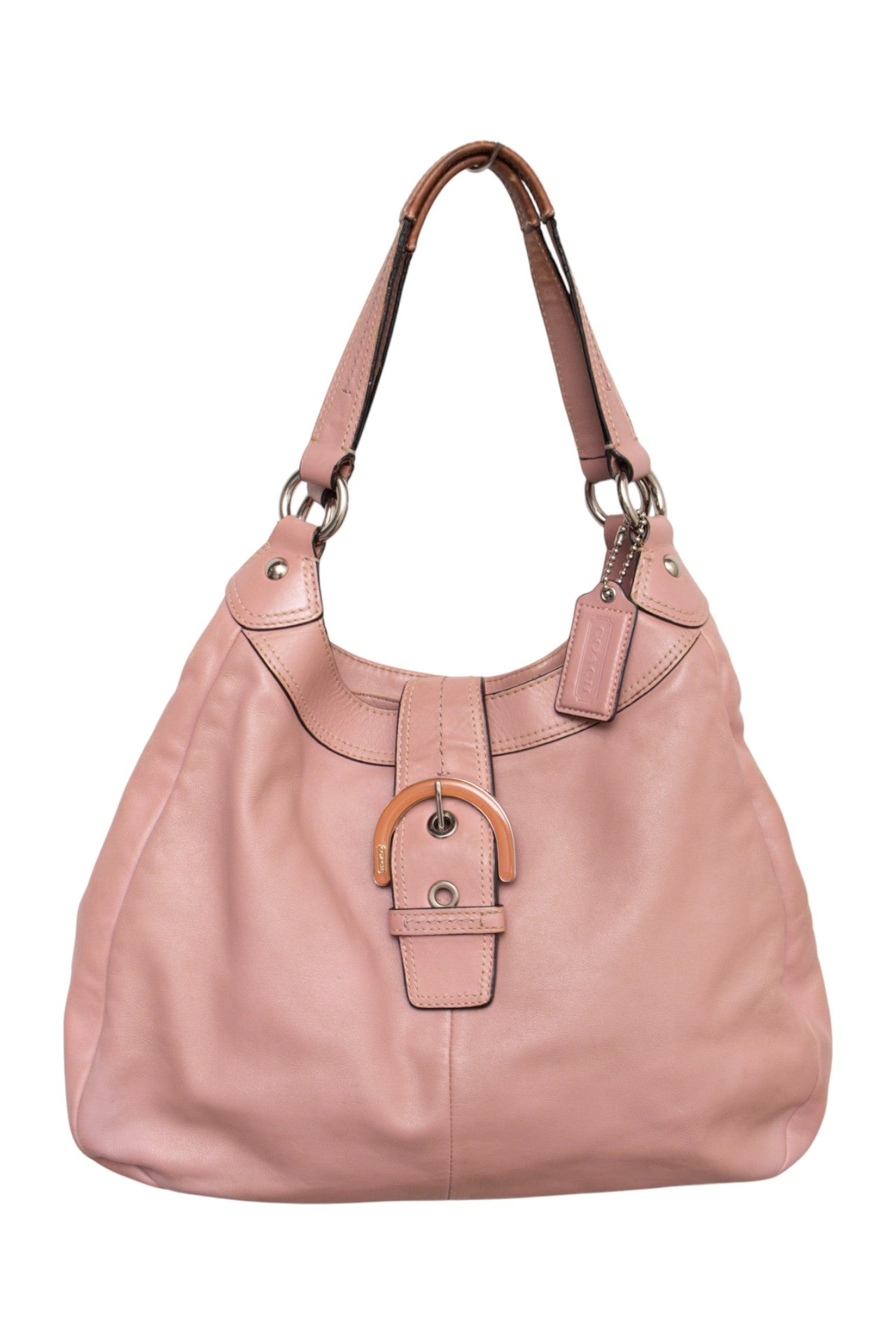#142 Coach Leather Hobo Bag Pink | c. 169
