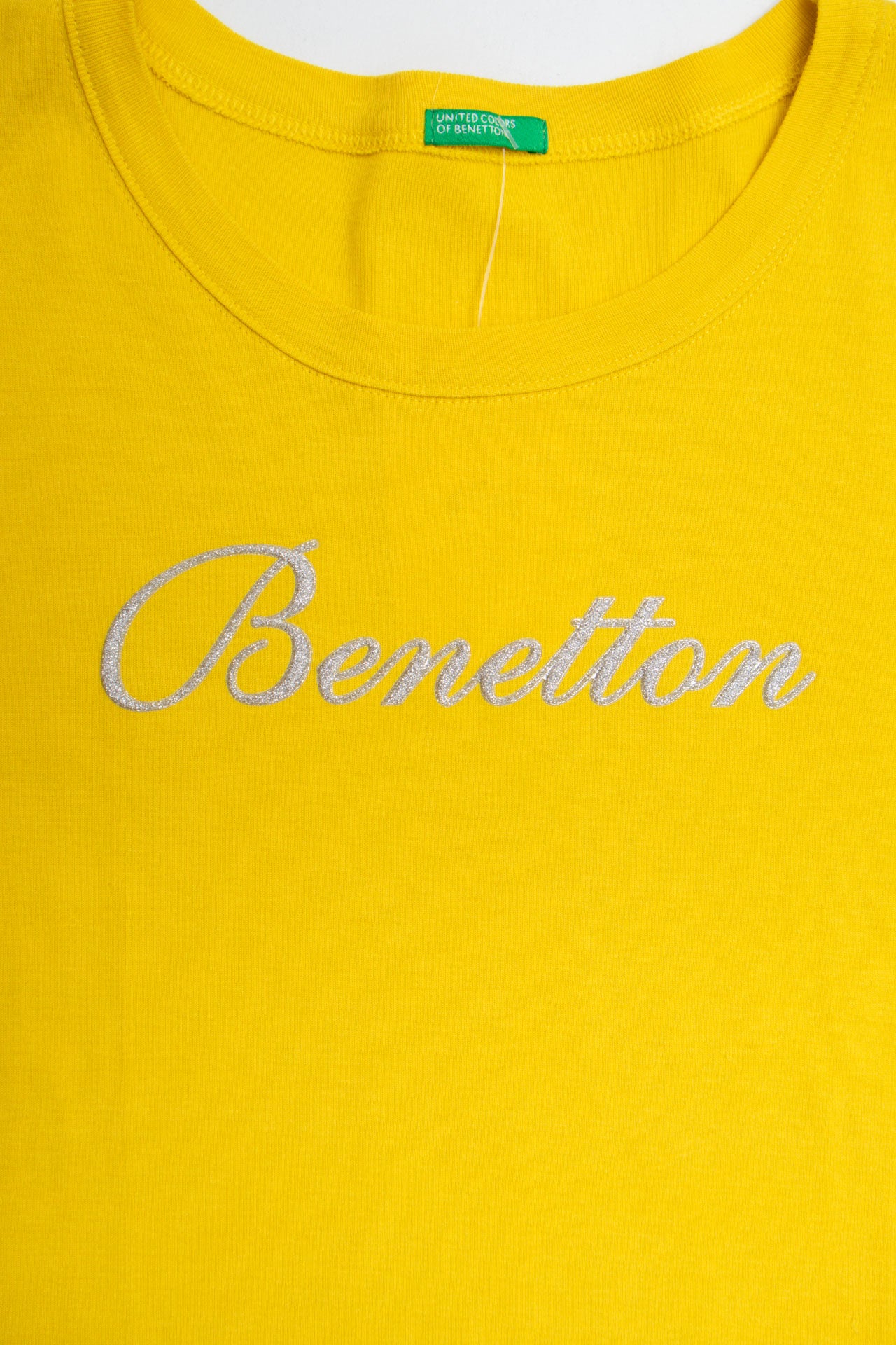 #14 Yellow Sparkly Benetton tee | Emma At The Olympics | Size 8/10