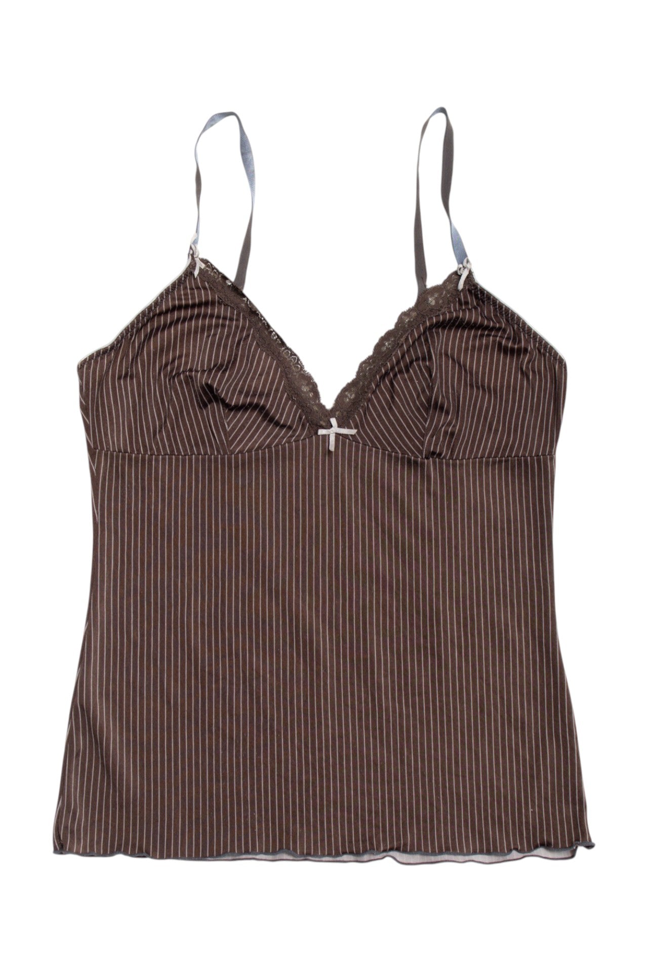 #121 Benotti pinstripe lace trim cami | c. 160 | size 8/10