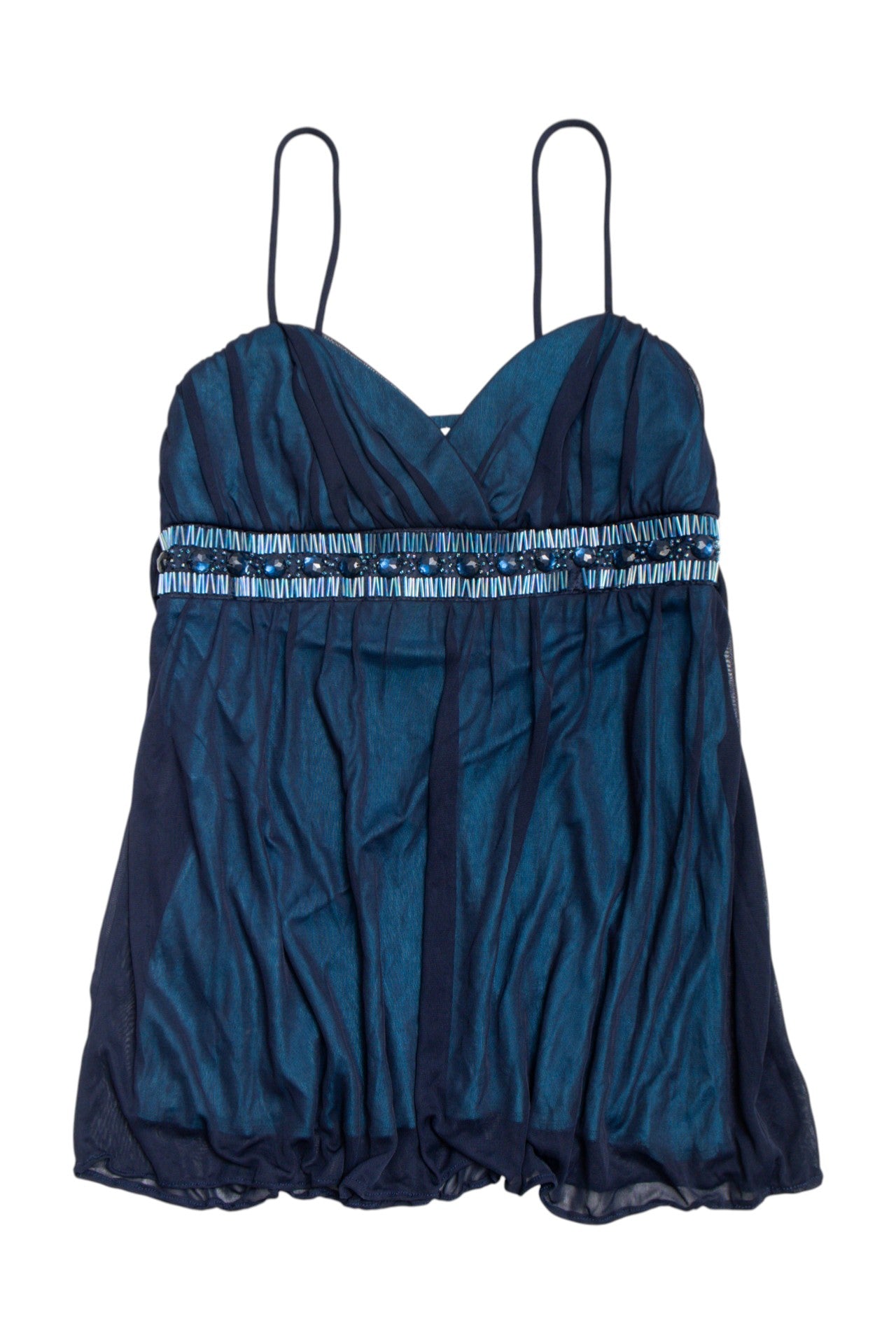 #122 blue mesh beaded Y2K camisole | c. 160 | size 8