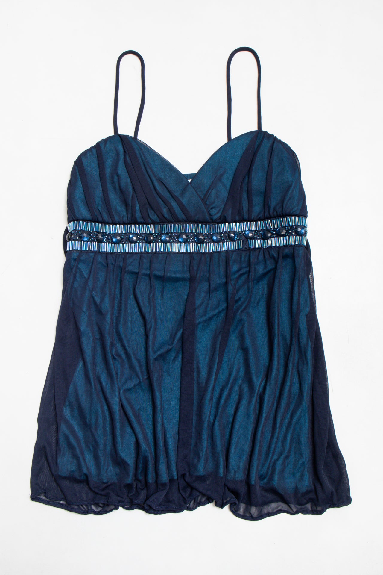 #122 blue mesh beaded Y2K camisole | c. 160 | size 8