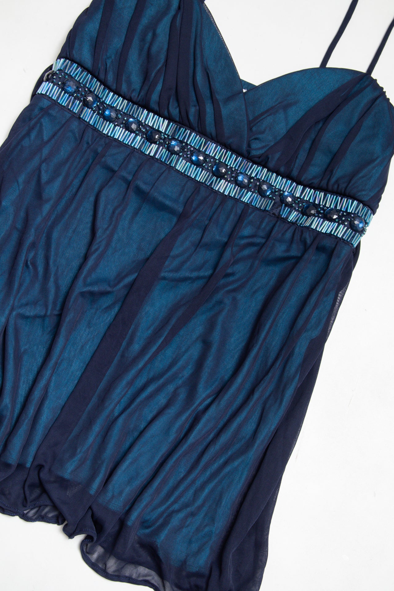 #122 blue mesh beaded Y2K camisole | c. 160 | size 8