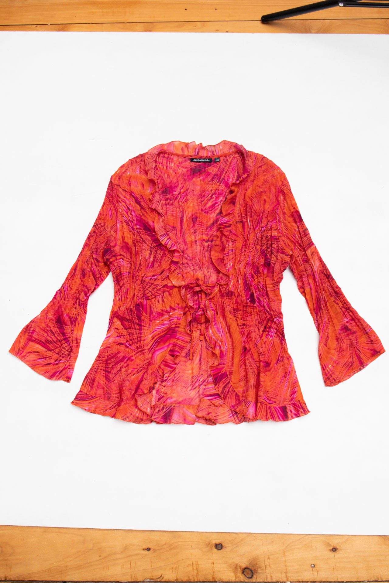 #16 Notations Red and Pink Tie Top | C.154 | Size 12