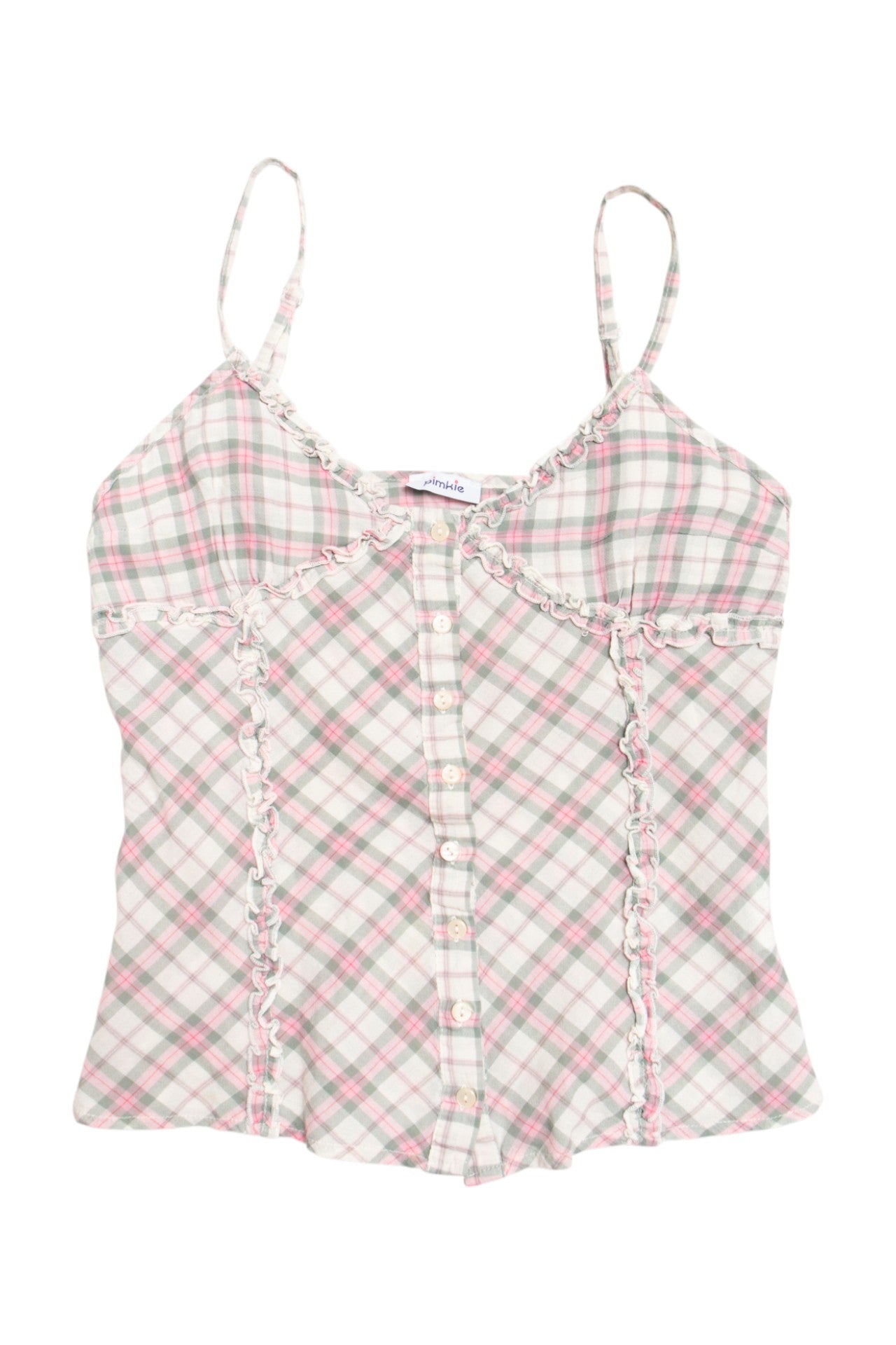 #135 ruffled plaid cotton Pimkie cami | c. 160 | size 8