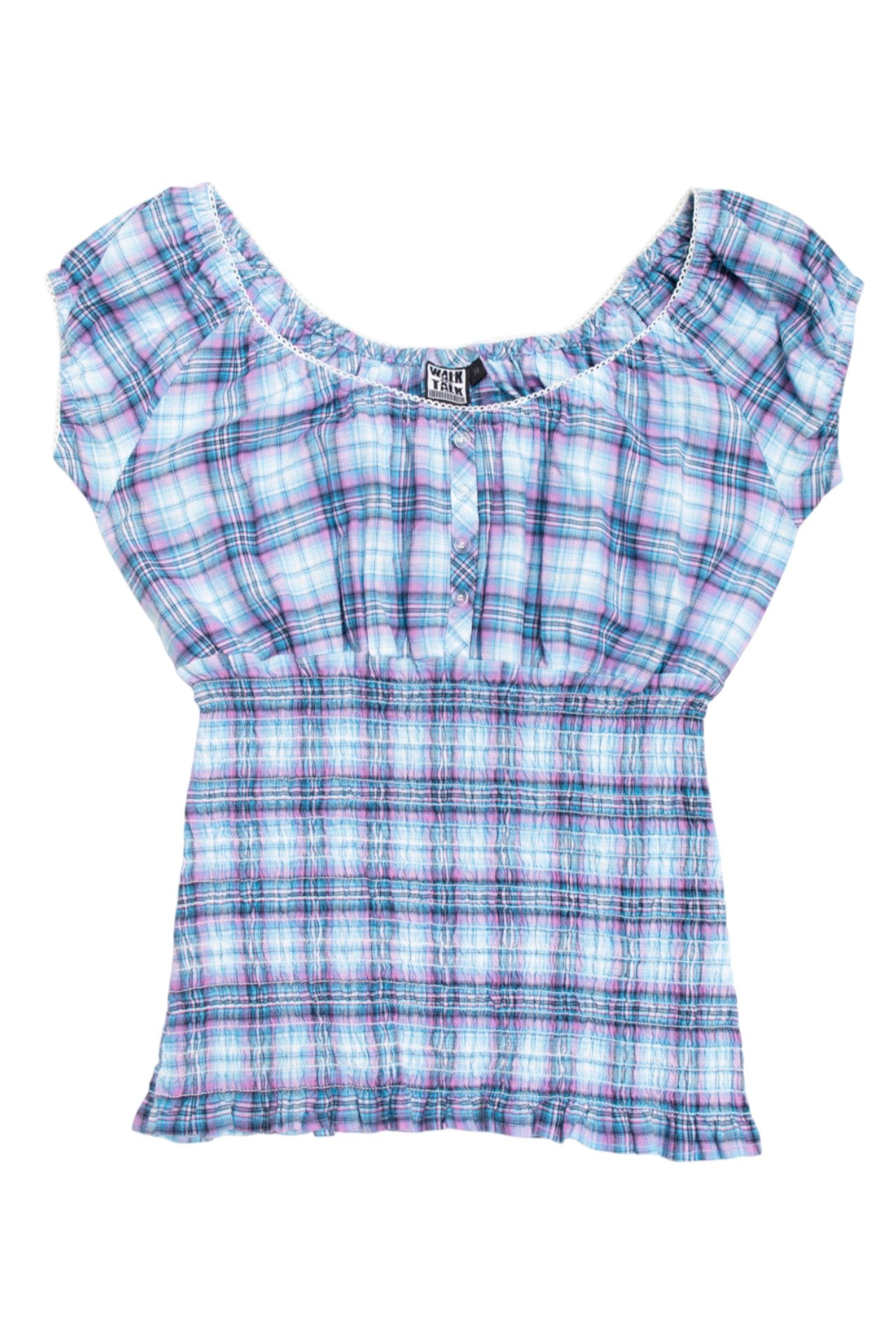 #137 Walk and Talk Plaid fitted waist top | c. 160 | size 8