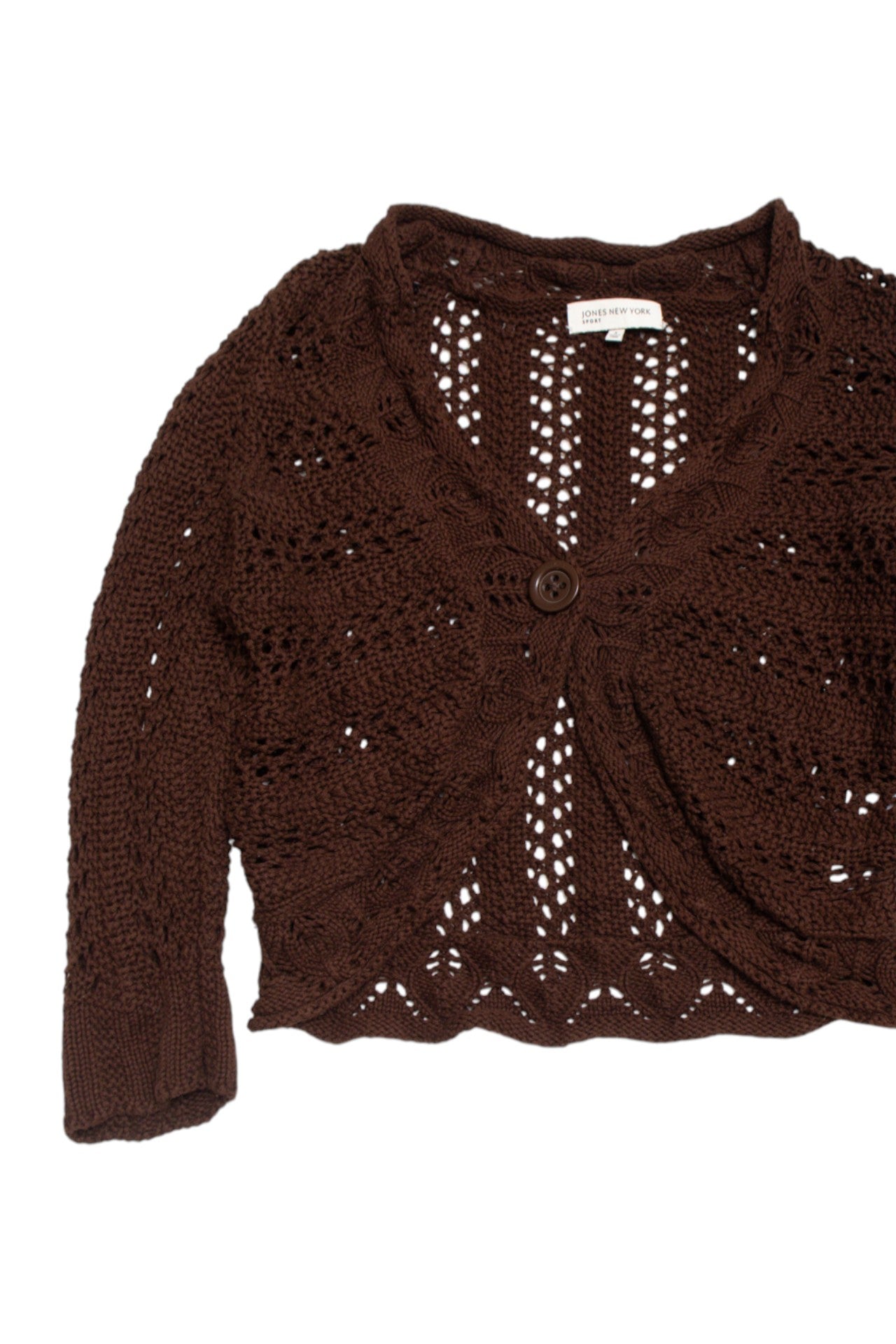 #145 Brown cotton knitted cardigan | c. 160 | size 8/10
