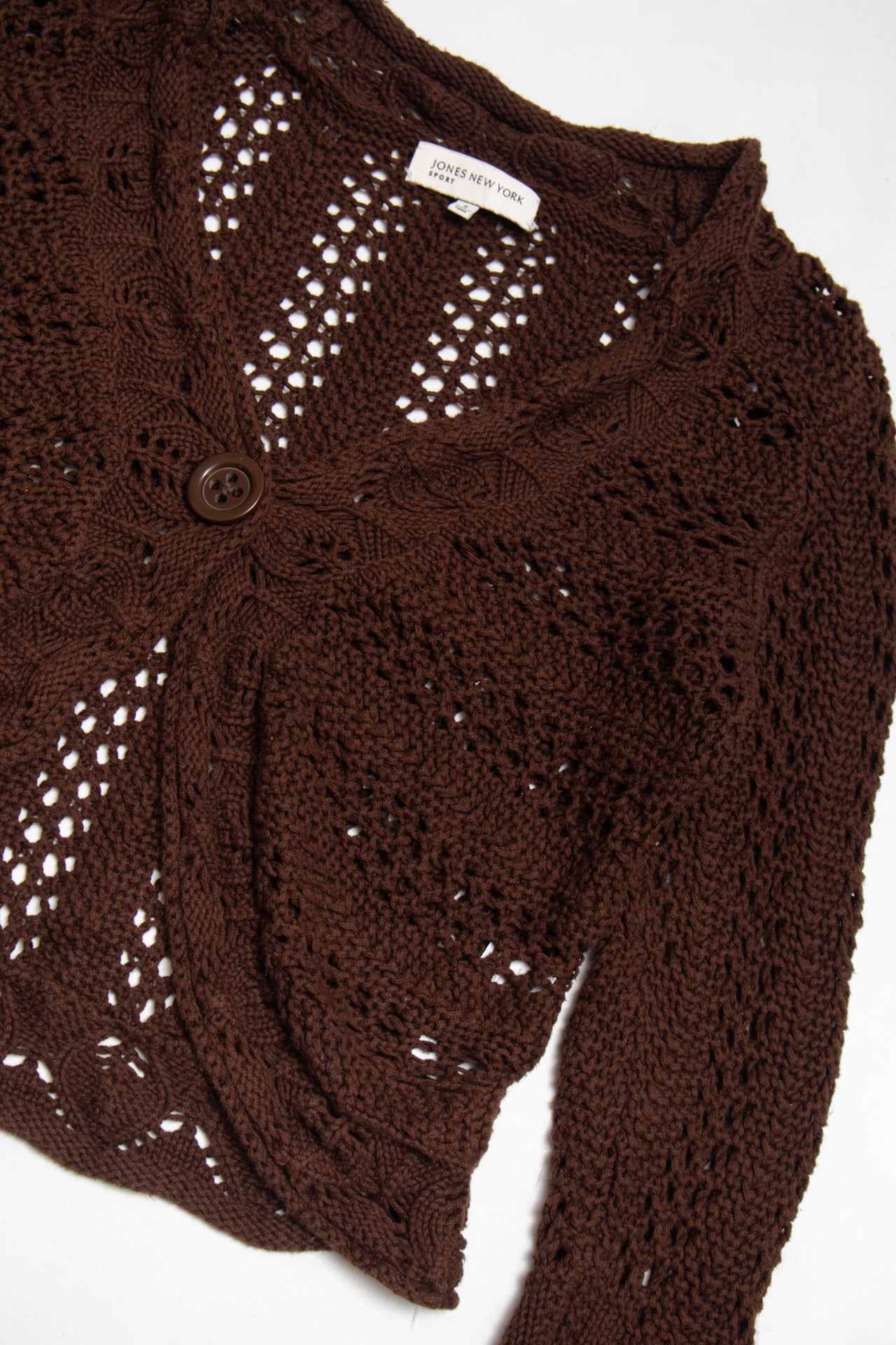#145 Brown cotton knitted cardigan | c. 160 | size 8/10