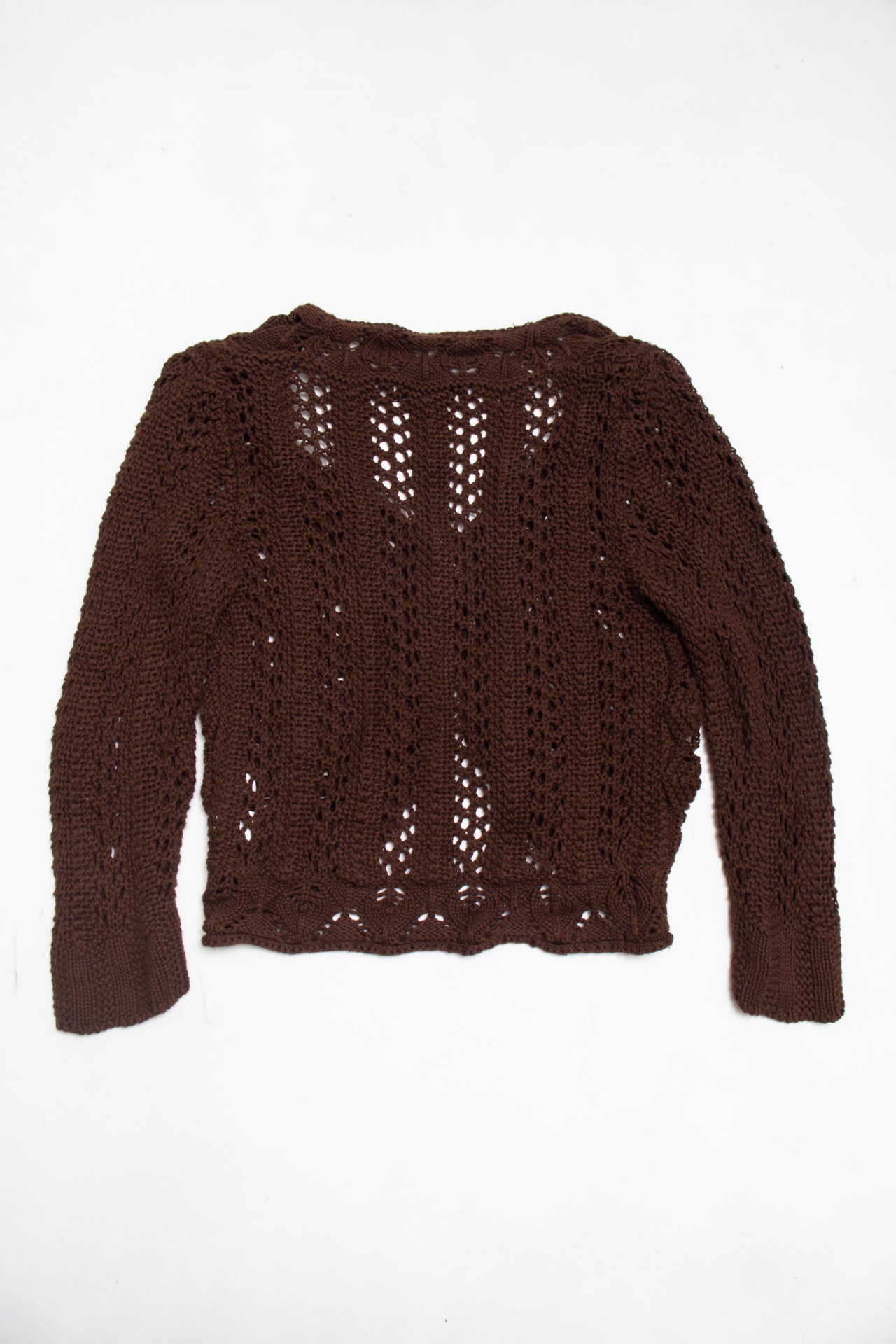 #145 Brown cotton knitted cardigan | c. 160 | size 8/10
