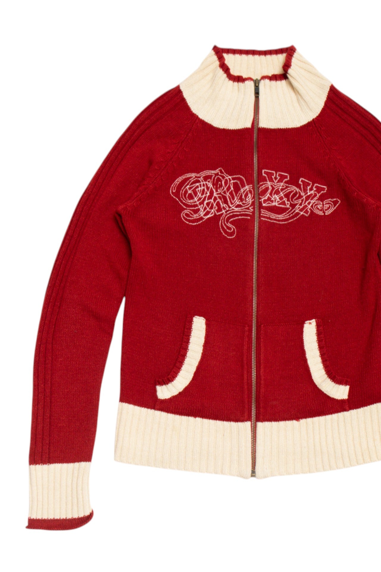 #154 Roxy red embroidered zip up jumper | c. 160 | size 6