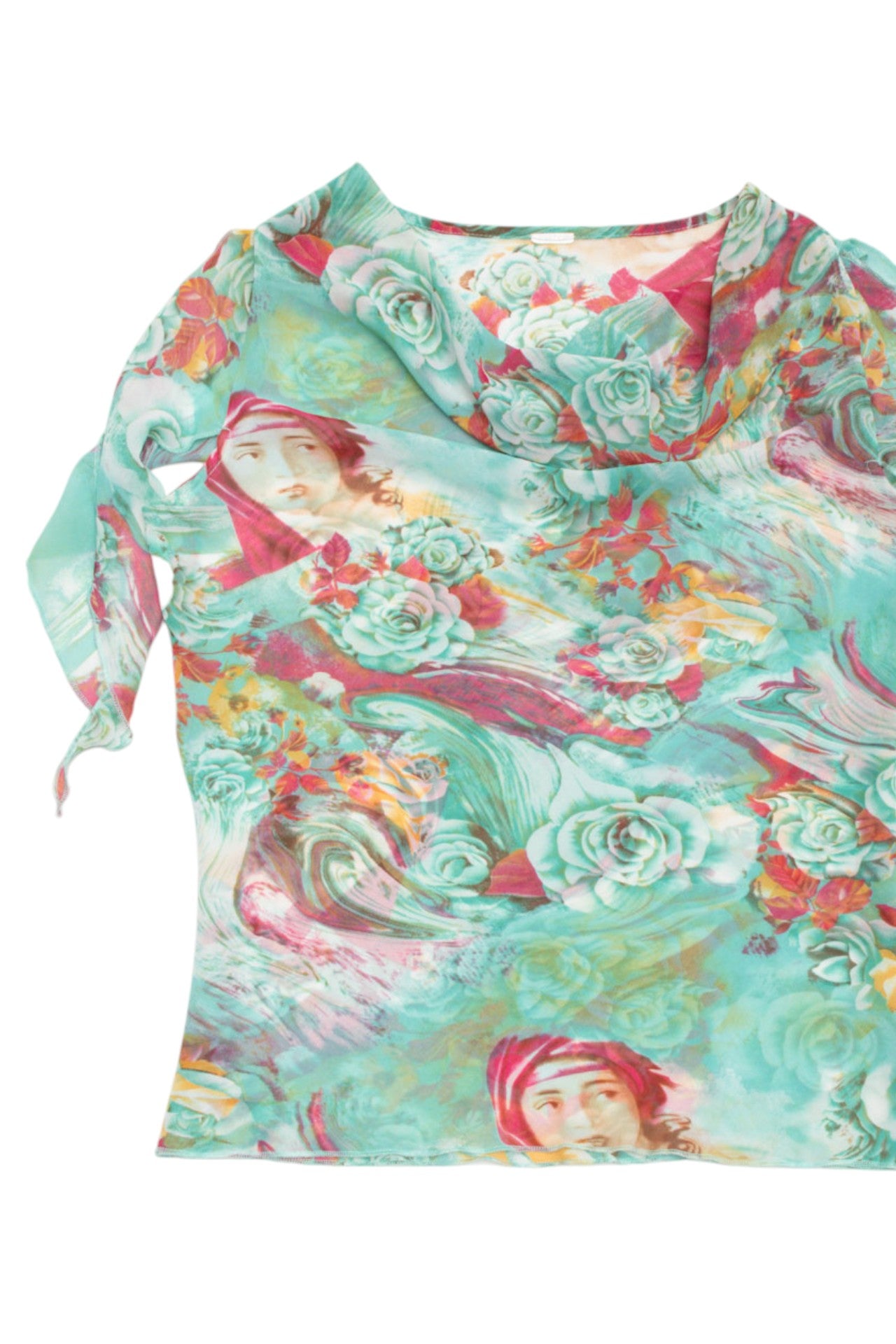 #39 Graphic Blue Flowy Top | C.154 | Size 8