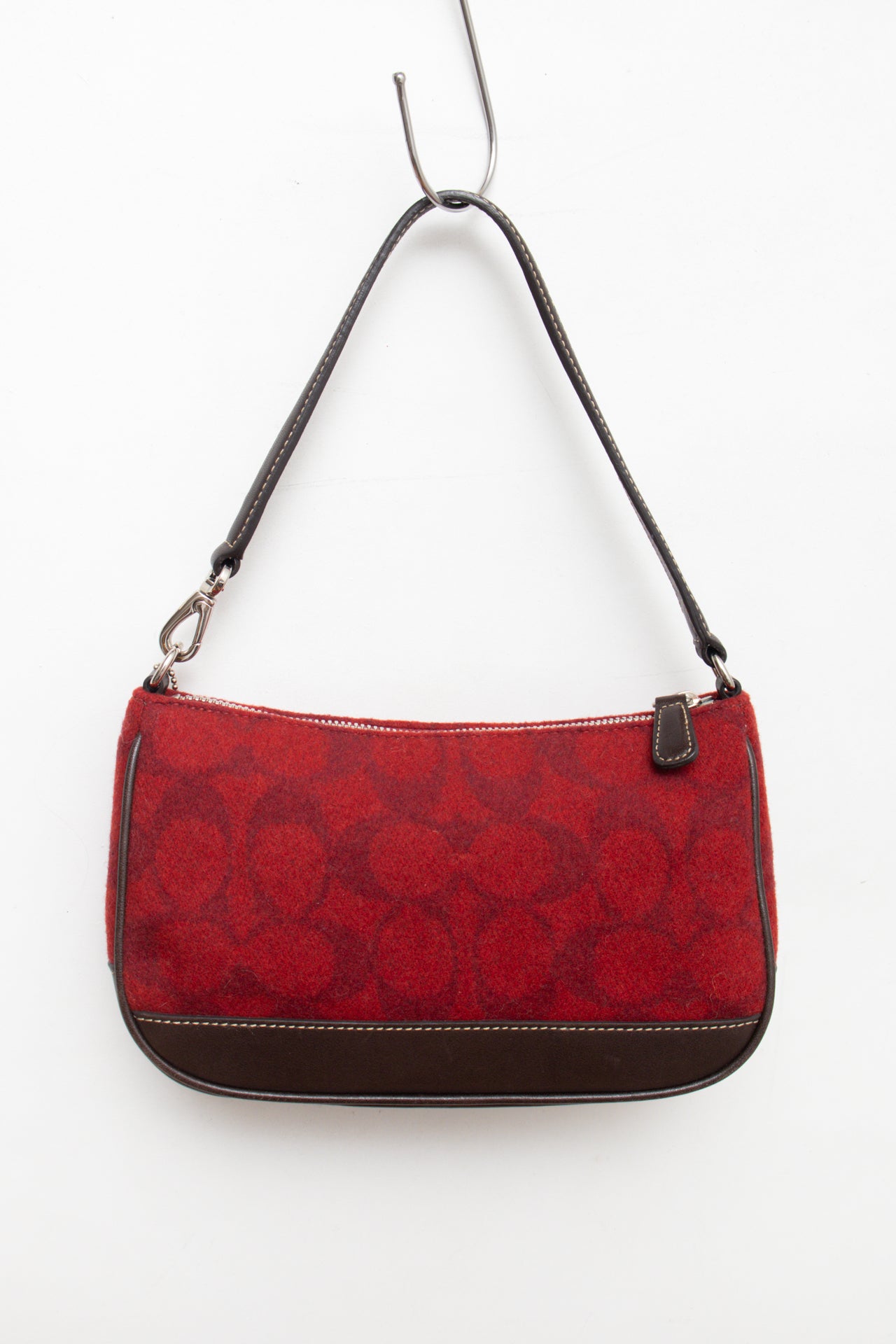 #245 Coach monogram maroon wool/leather demi bag | c. 160