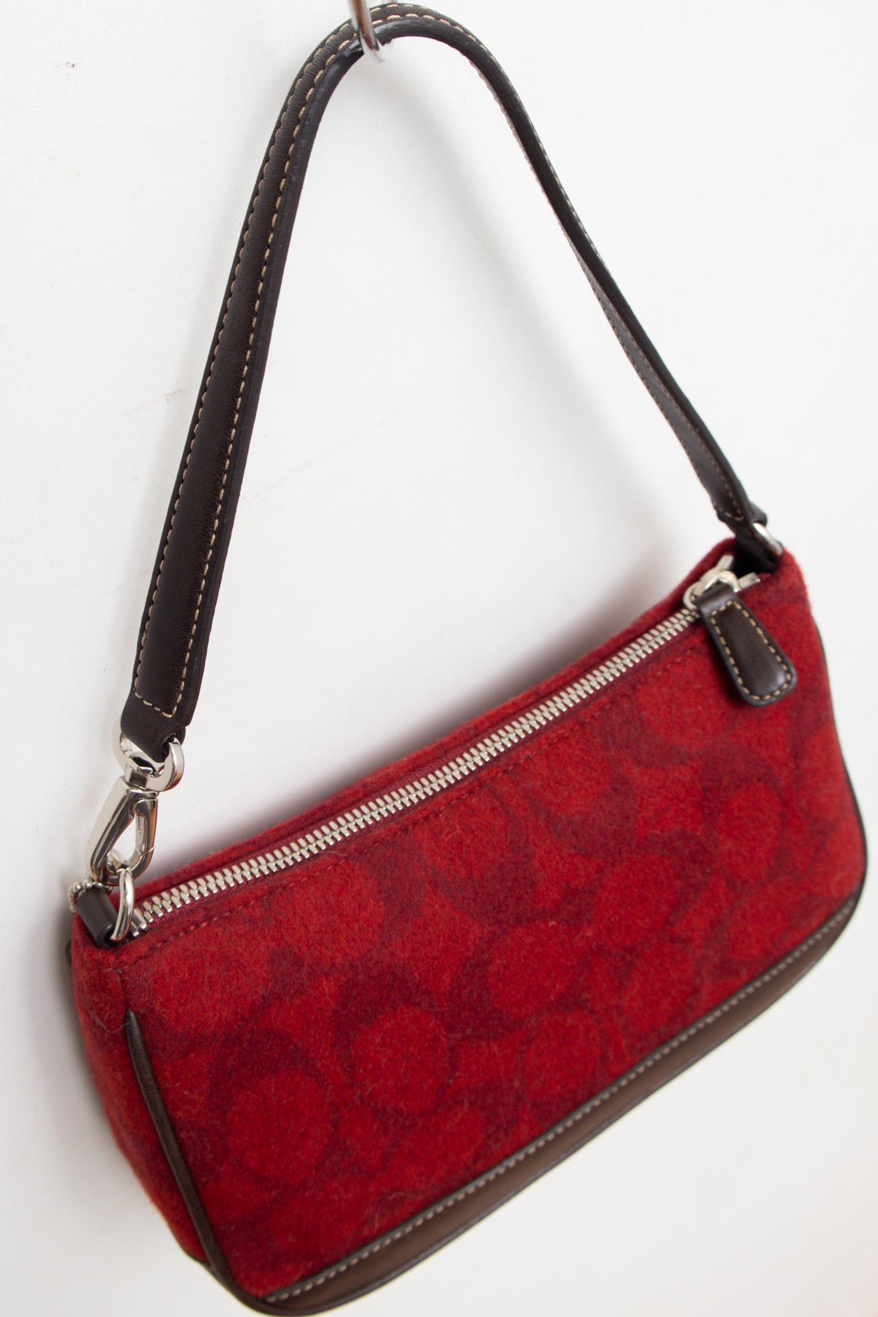 #245 Coach monogram maroon wool/leather demi bag | c. 160