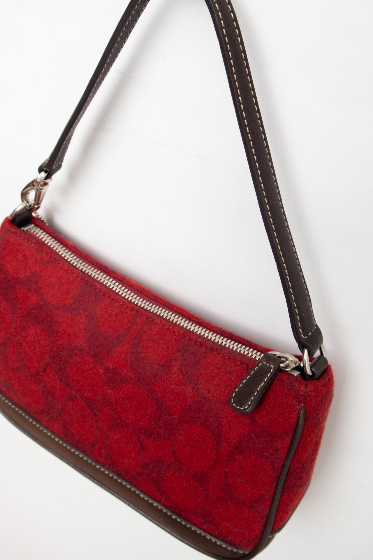 #245 Coach monogram maroon wool/leather demi bag | c. 160