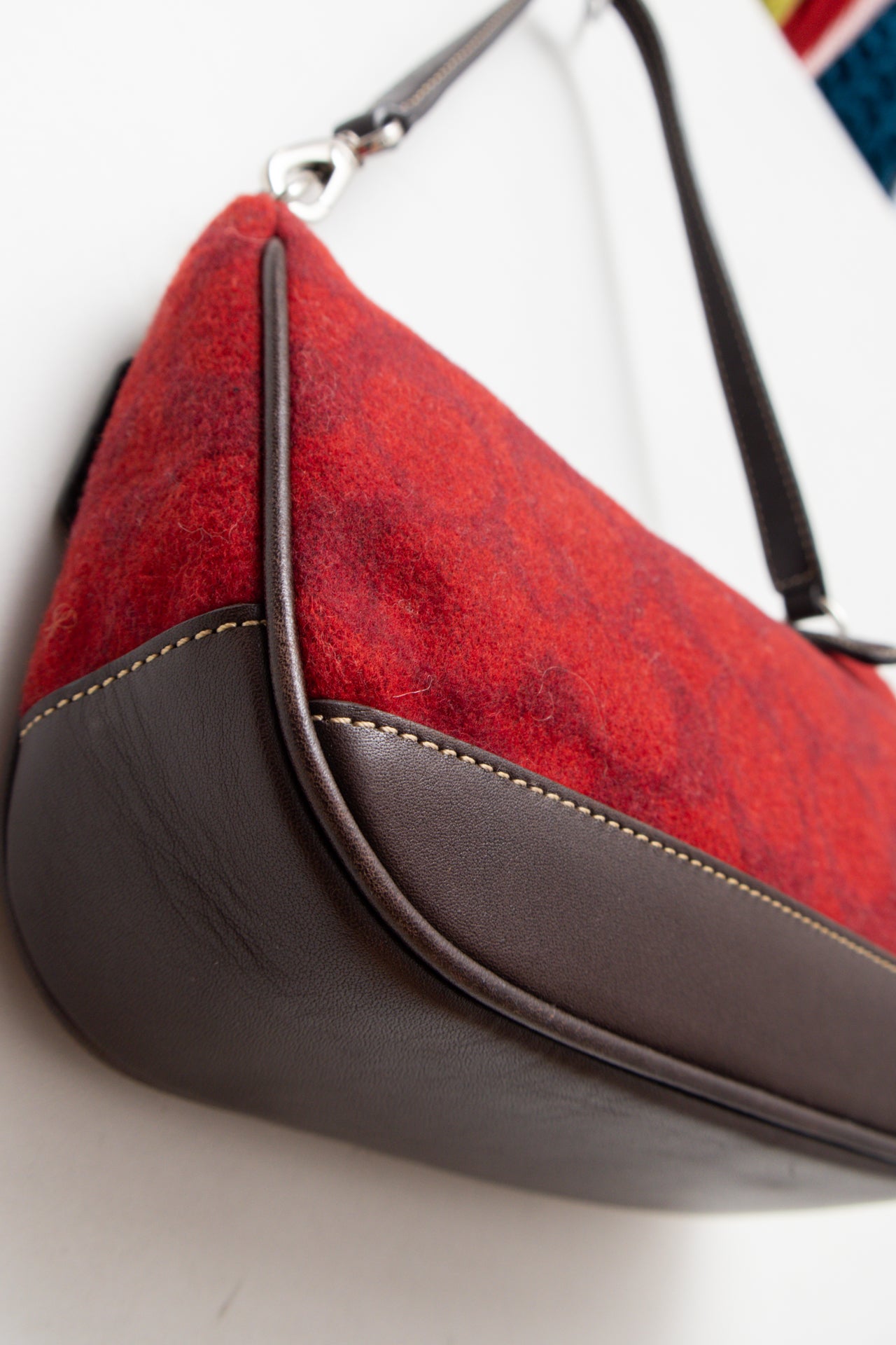 #245 Coach monogram maroon wool/leather demi bag | c. 160