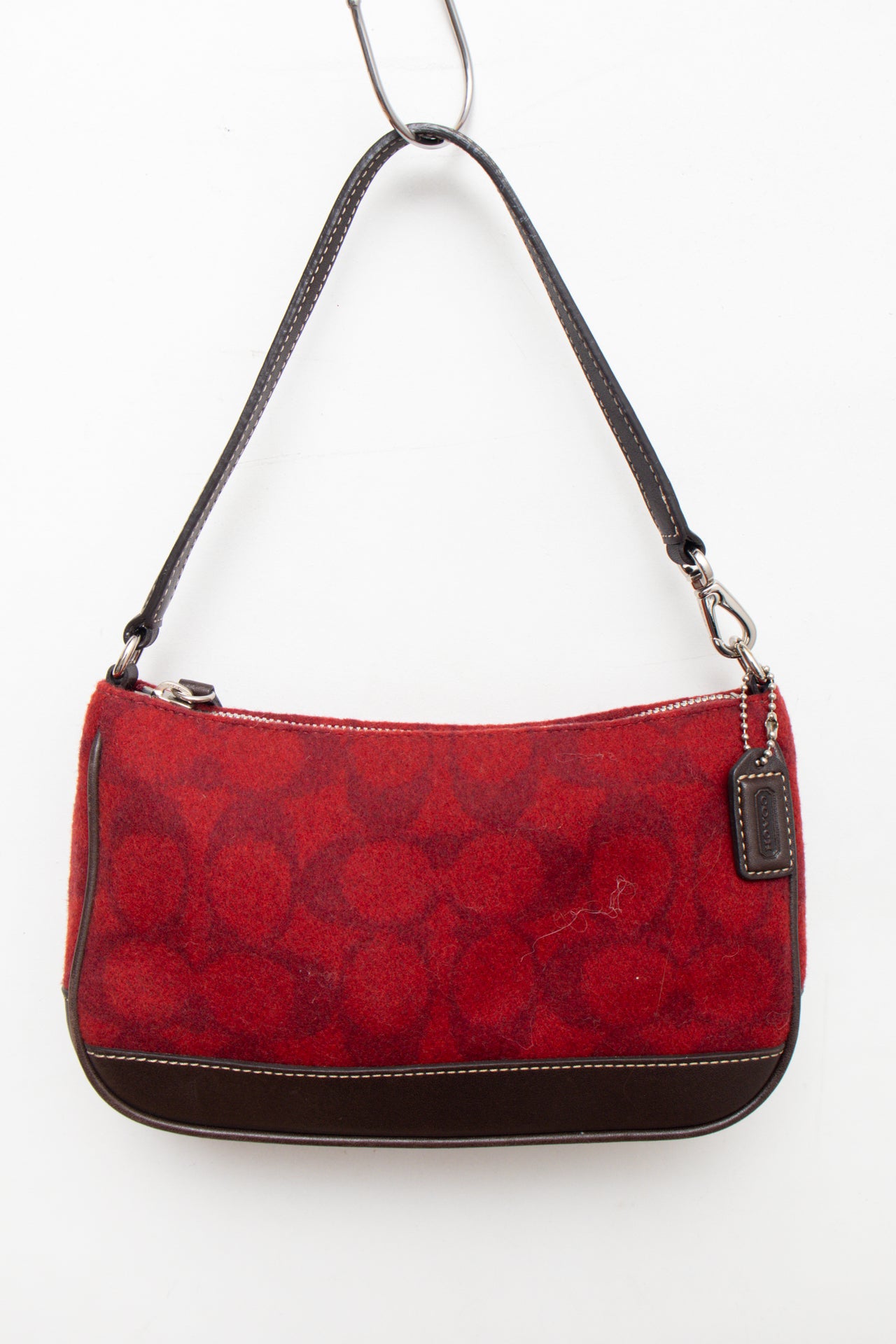 #245 Coach monogram maroon wool/leather demi bag | c. 160