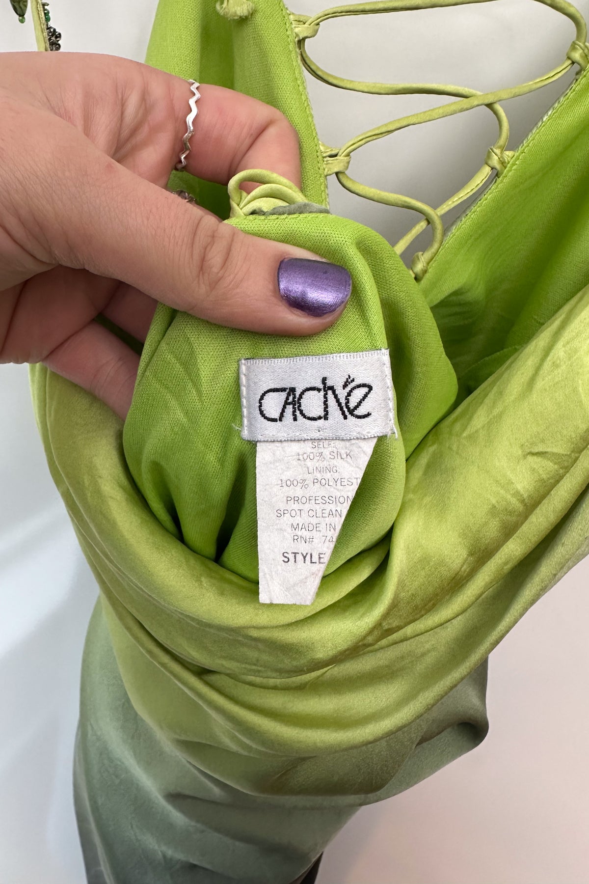 #167 Cache Silk Gown Green | c. 208 | Size 6/8