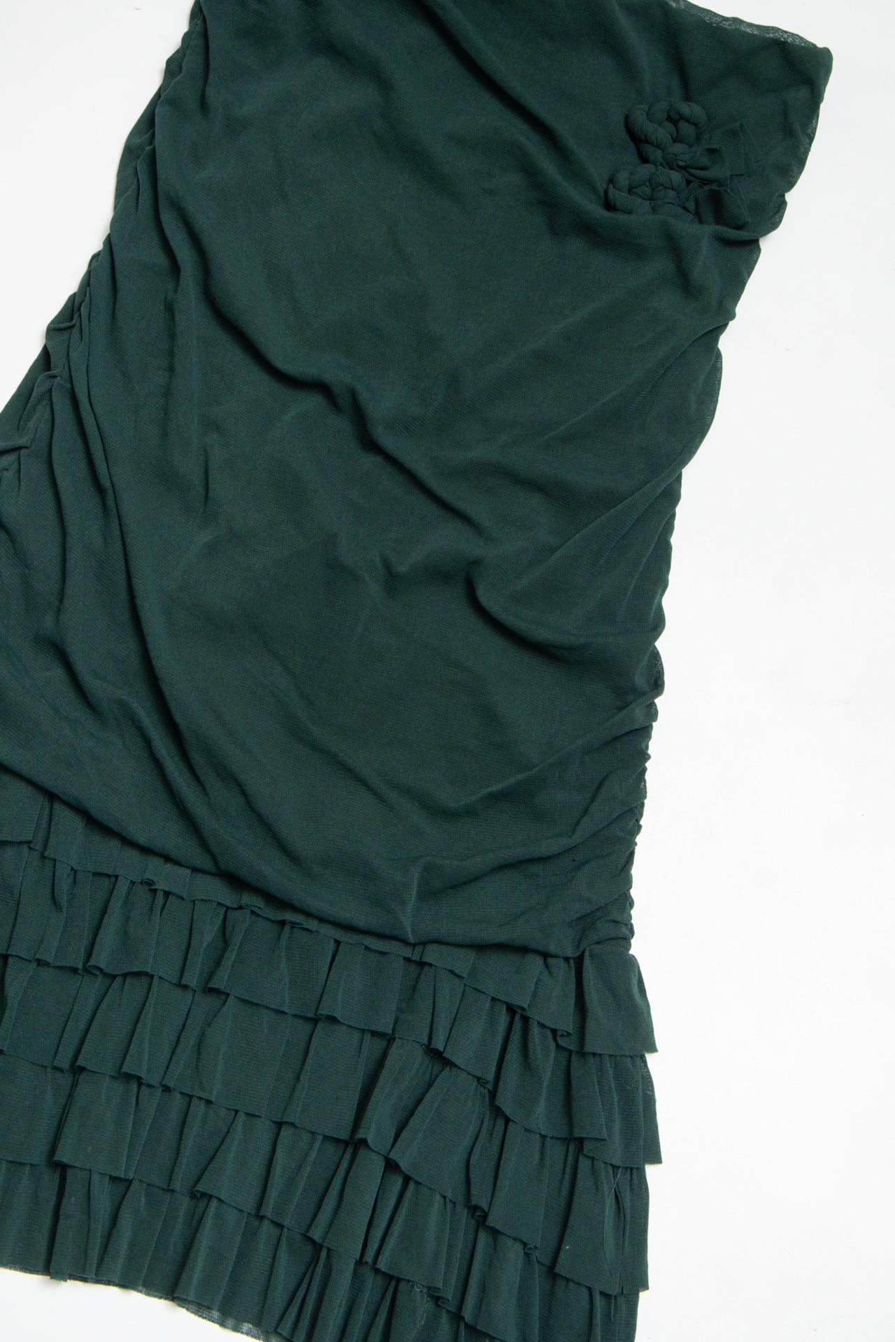 #168 Italian made strapless forest green dress | c. 160 | size 8