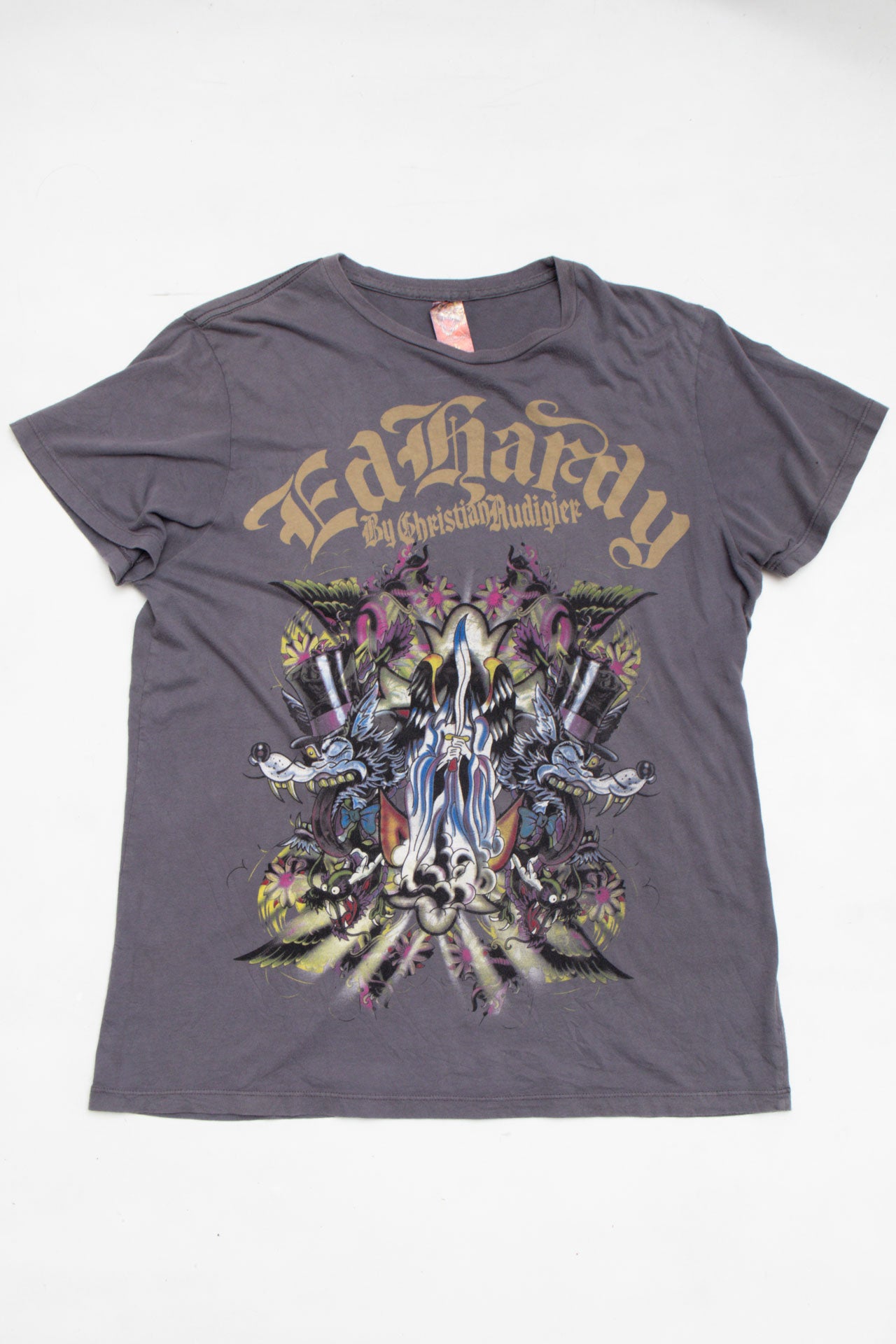 #66 USA Ed Hardy Grey Tee | C.154 | Size 12