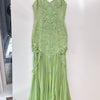 #169 Rare Beaded Silk Corset Gown Green | c. 208 | Size 10