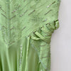 #169 Rare Beaded Silk Corset Gown Green | c. 208 | Size 10