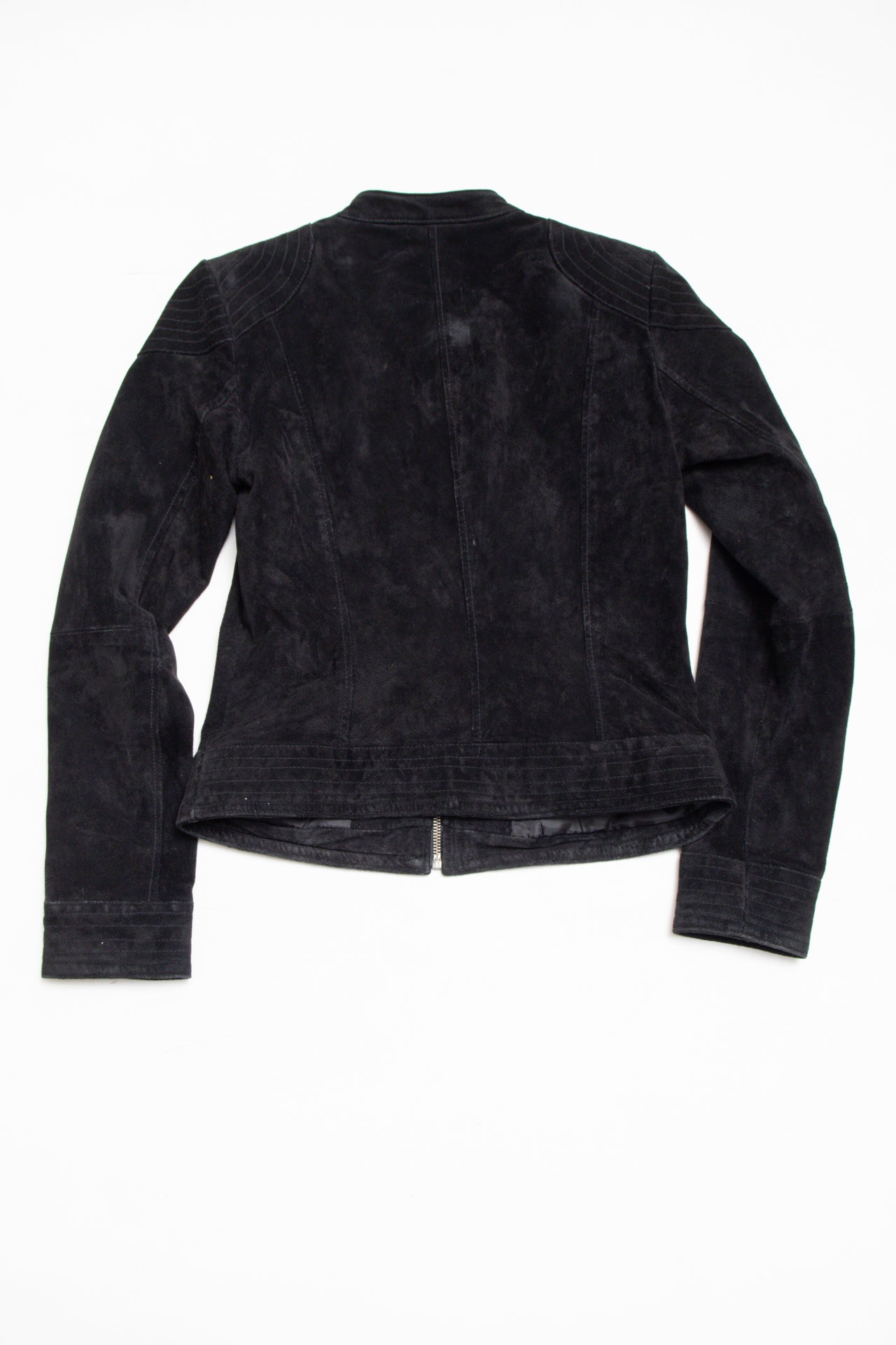 #181 black zip up *leather jacket | c. 160 | size 8