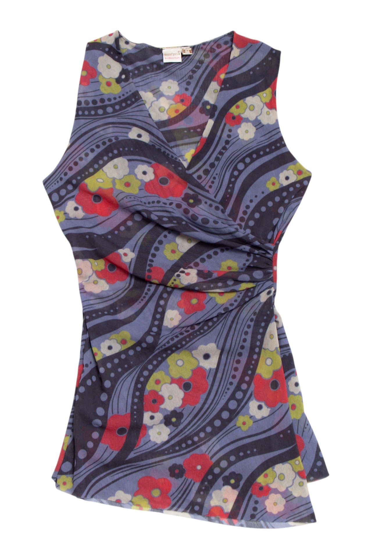 #204 floral asymmetrical ruched waist top | c. 160 | size 8