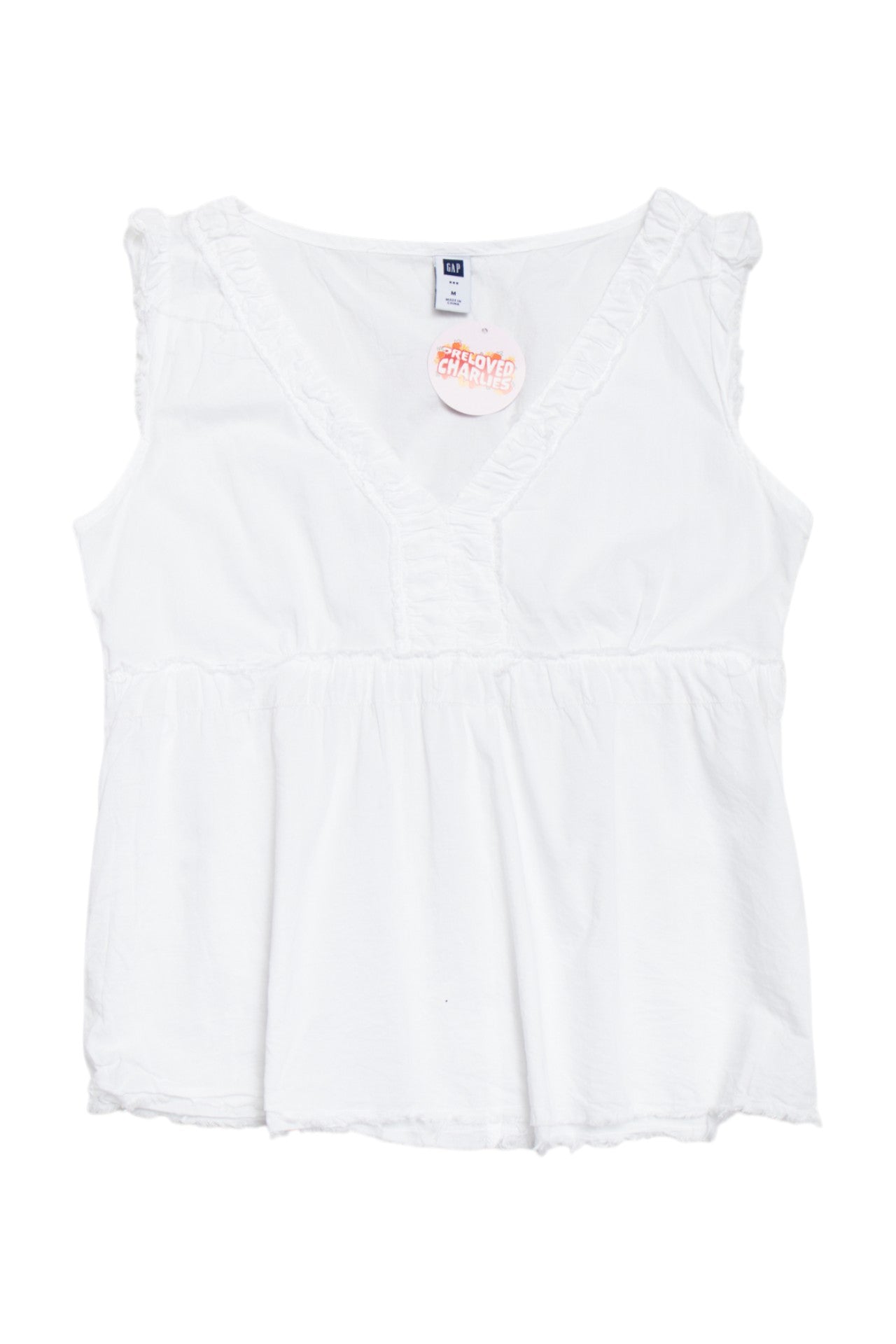 #206 Gap cotton ruched trim white top | c. 160 | size 8