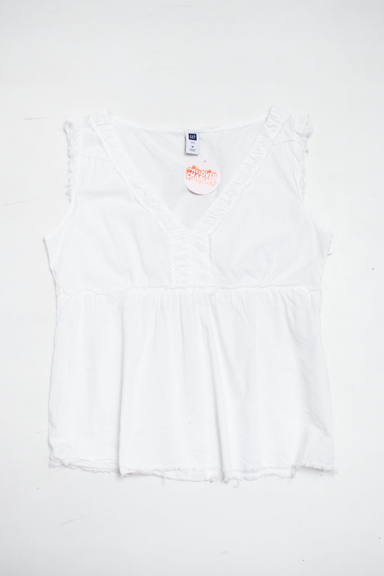 #206 Gap cotton ruched trim white top | c. 160 | size 8