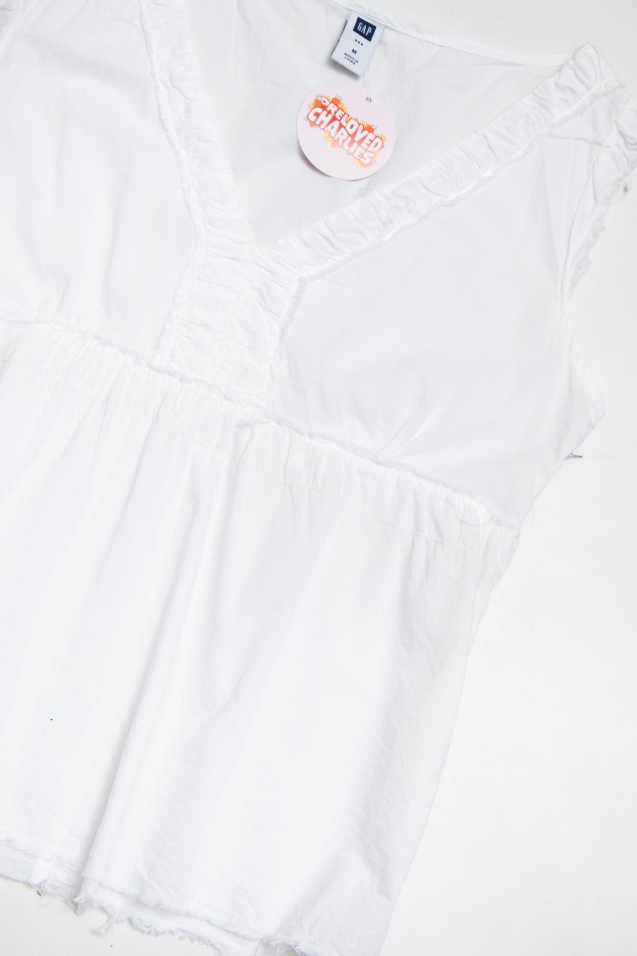 #206 Gap cotton ruched trim white top | c. 160 | size 8