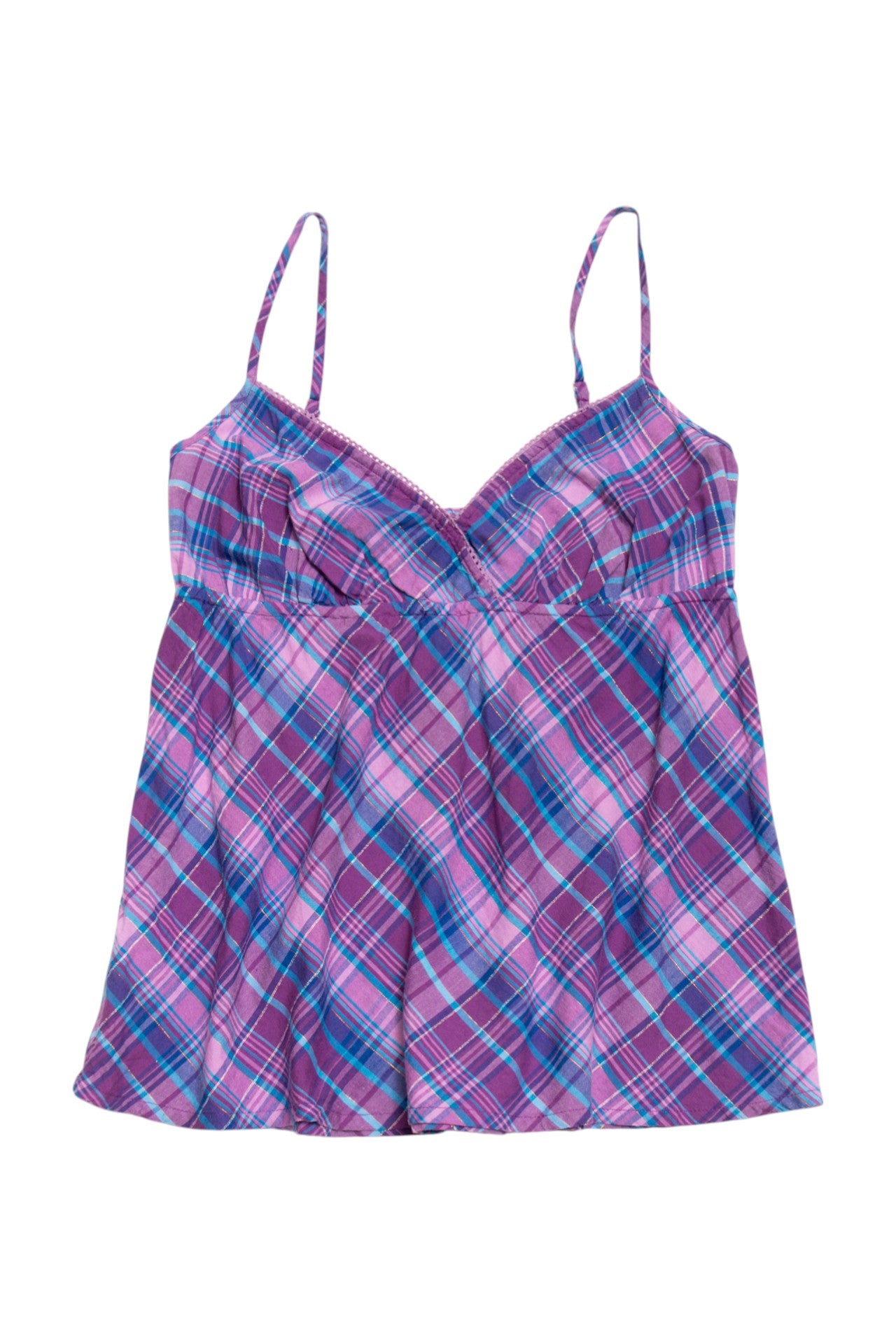 #209 purple plaid cotton cami | c. 160 | size 8