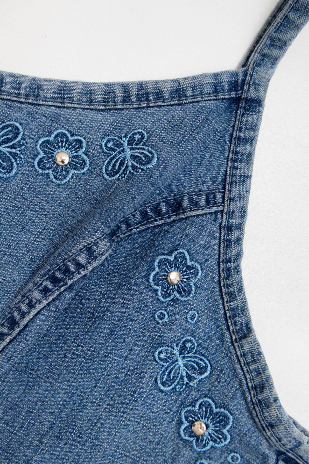 #81 Embroidered Lace Detailed Denim Dress | C.146 | Size 12