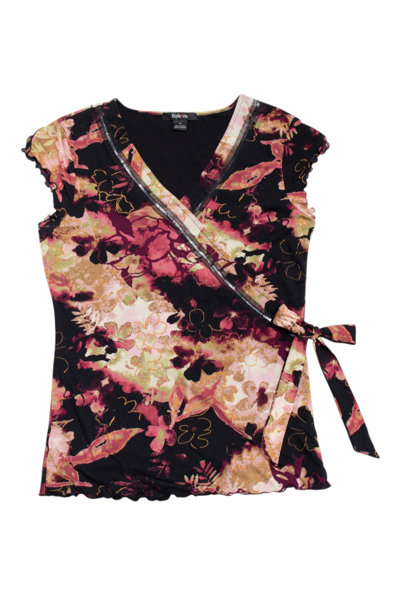 #226 floral tie waist lettuce trim top | c. 160 | size 10
