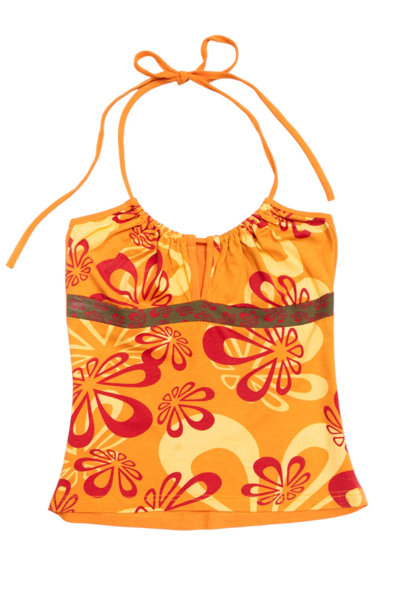 #08 tropical print ruched halter top | c. 161 | size 6/8