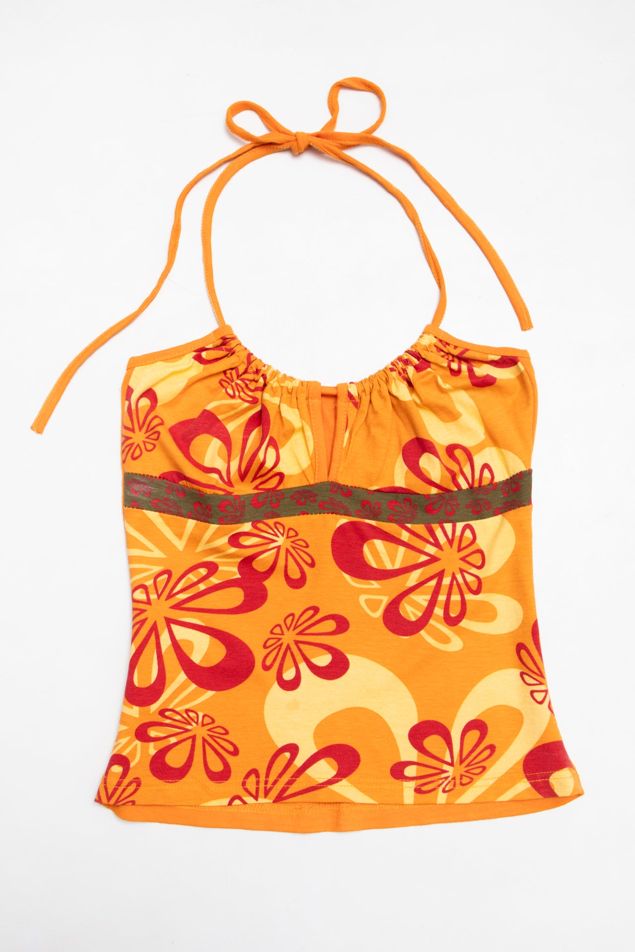 #08 tropical print ruched halter top | c. 161 | size 6/8