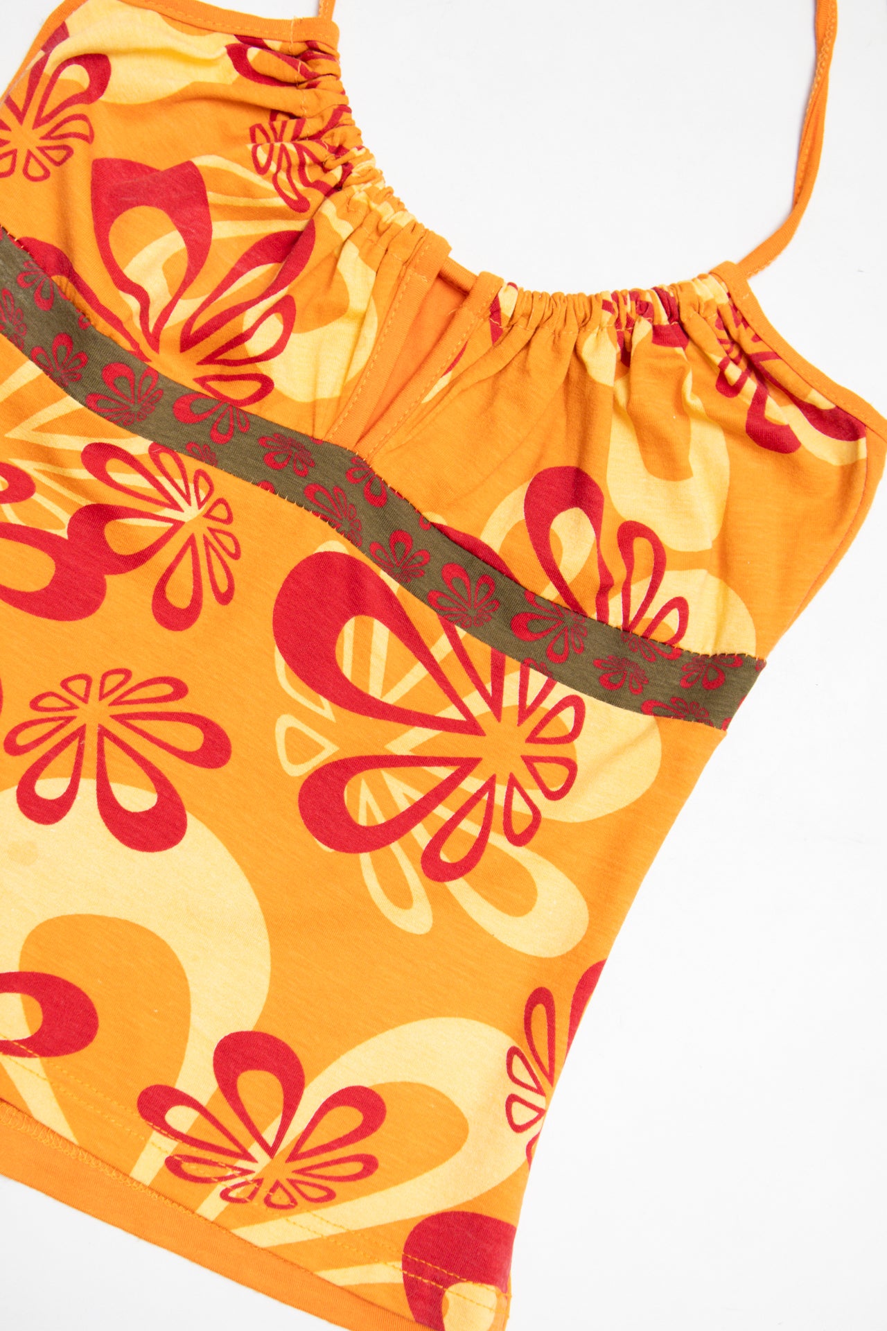 #08 tropical print ruched halter top | c. 161 | size 6/8