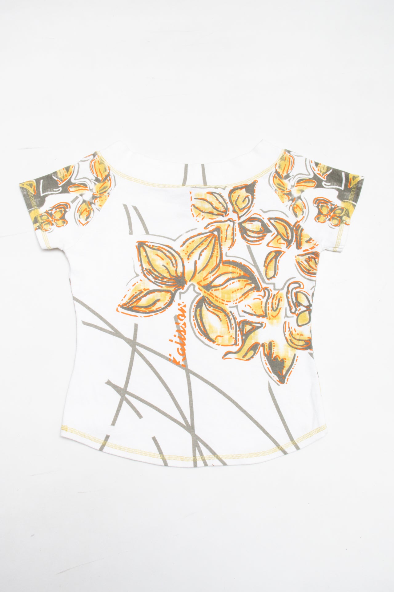 #12 Kalisson floral print cotton boat neck tee | c. 161 | size 10