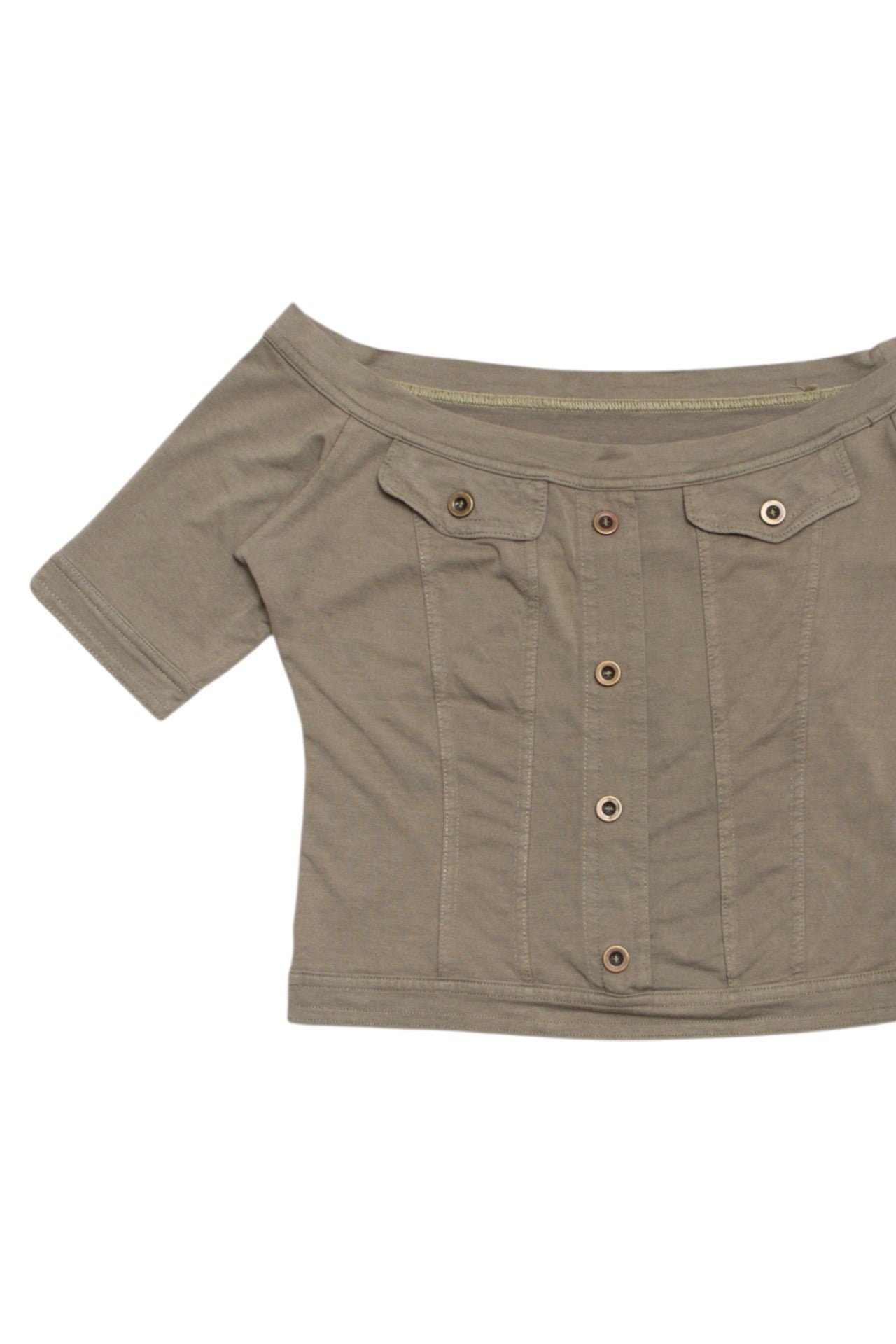 #25 khaki paneled buttoned top | c. 161 | size 8